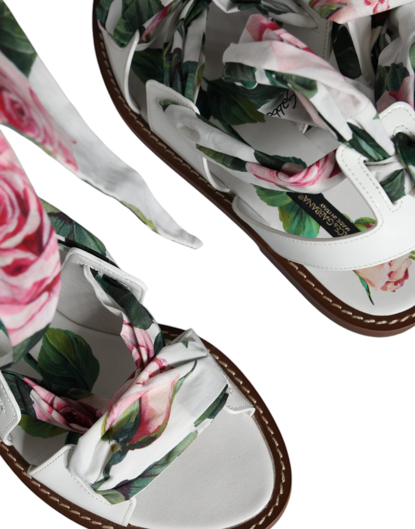 Dolce & Gabbana Sandalen mit mehrfarbigem Blumendruck und Knöchelriemen