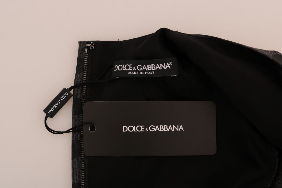 Dolce & Gabbana Graues Stretchkleid aus gepunkteter Wolle