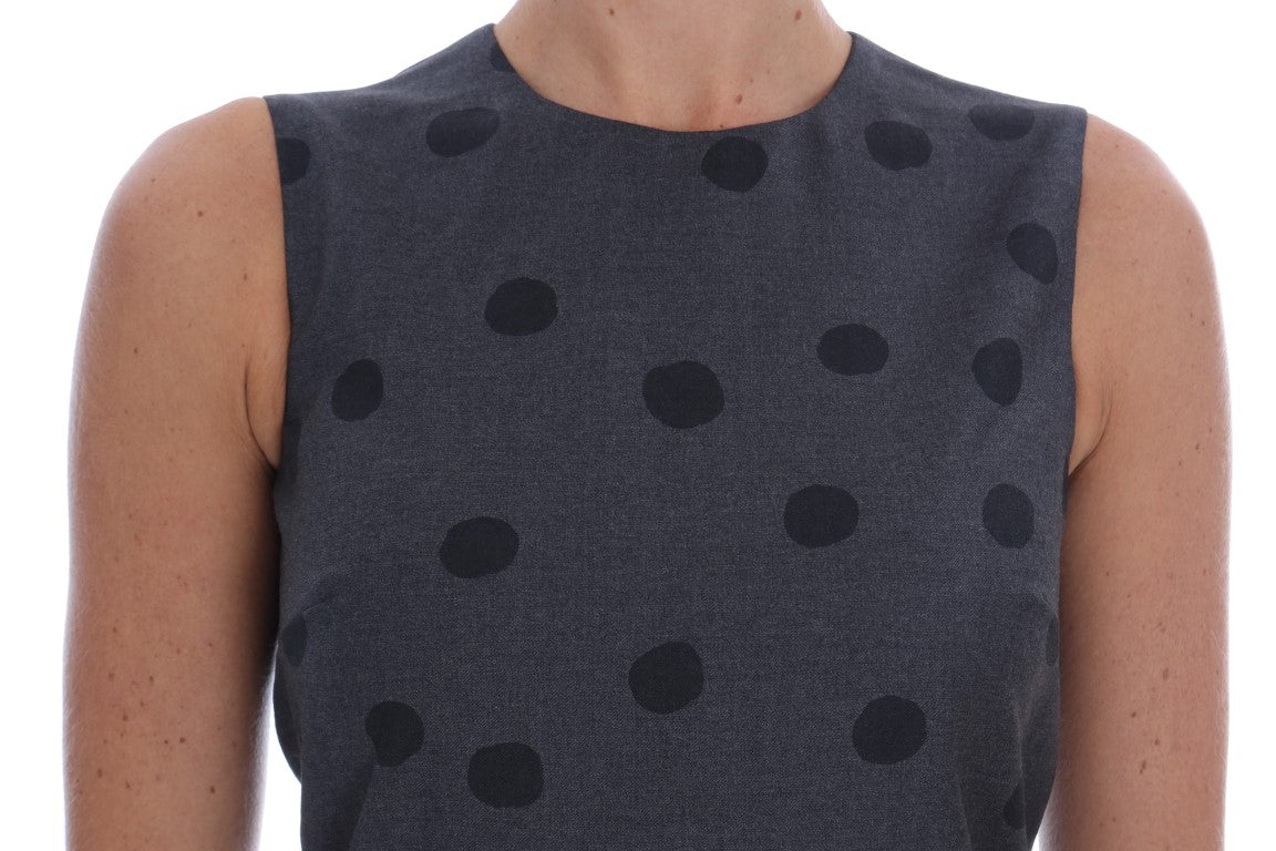 Dolce & Gabbana Graues Etuikleid aus Wolle mit Punkten
