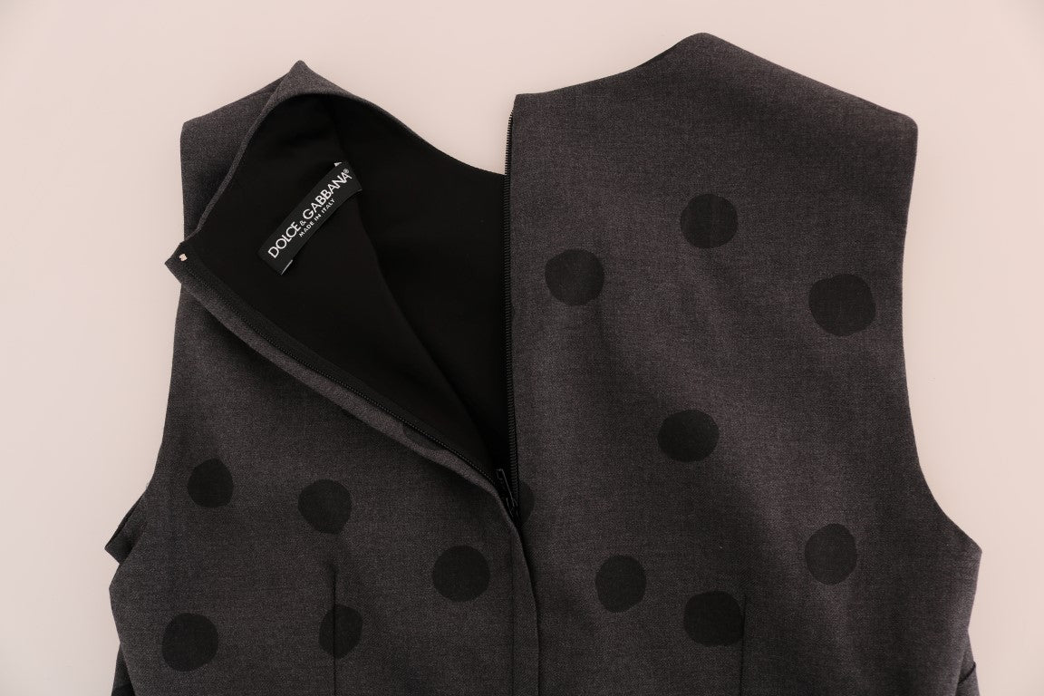 Dolce & Gabbana Graues Etuikleid aus Wolle mit Punkten