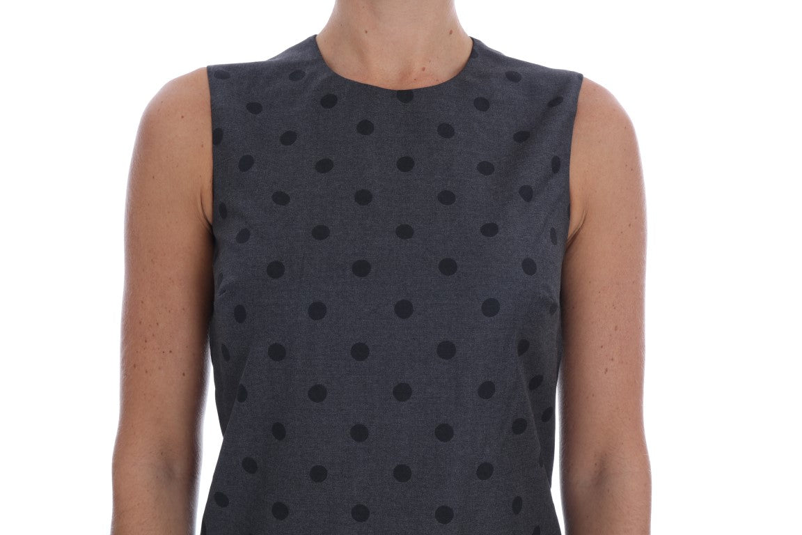 Dolce & Gabbana Graues Etuikleid aus Wolle mit Punkten