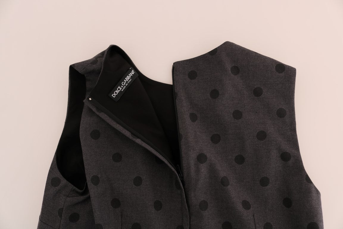 Dolce & Gabbana Graues Etuikleid aus Wolle mit Punkten