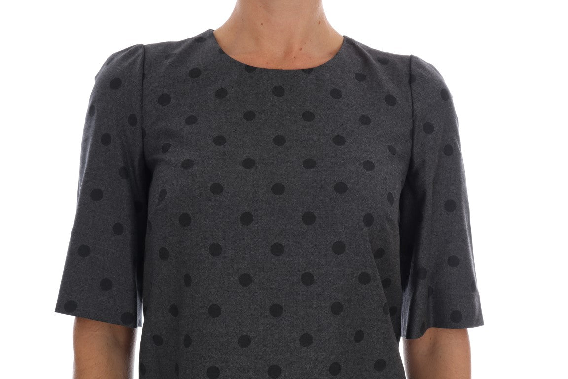 Dolce & Gabbana Graues Etuikleid aus Wolle mit Punkten