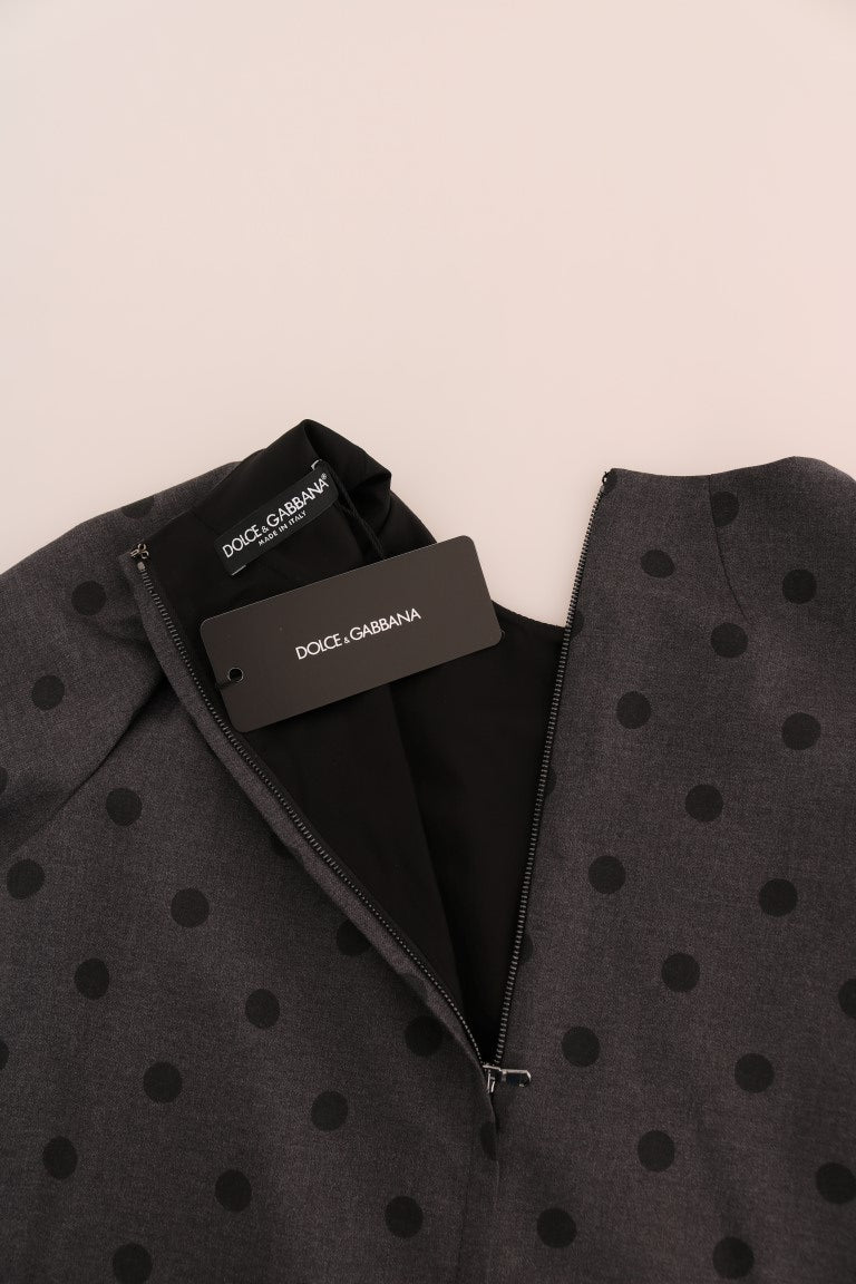 Dolce & Gabbana Graues Etuikleid aus Wolle mit Punkten