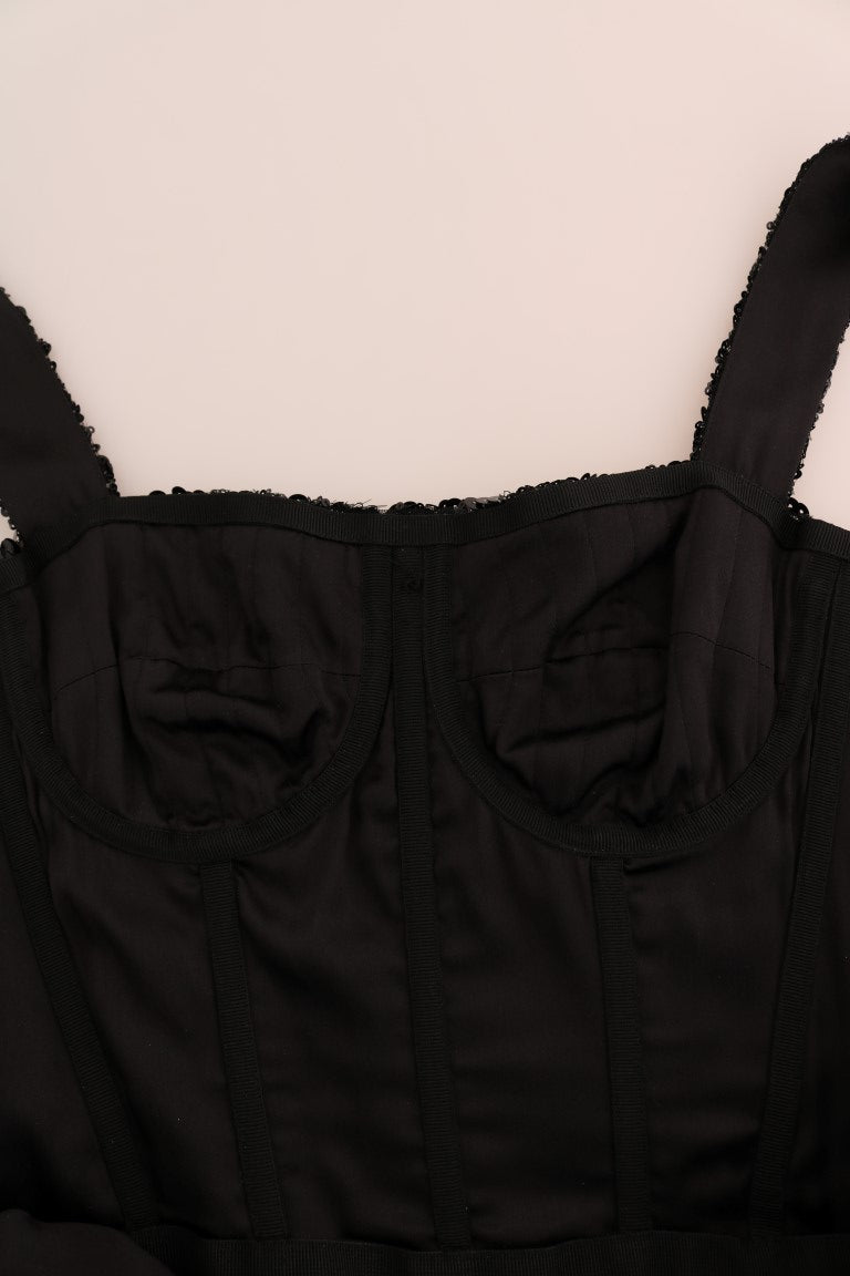 Dolce & Gabbana – Etuikleid mit Pailletten und schwarzen und roten Punkten