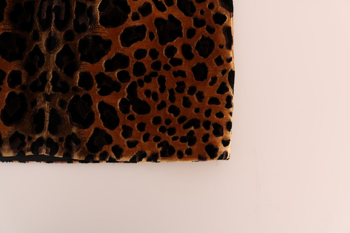 Dolce & Gabbana – Braunes Etuikleid aus Seide mit Leopardenmuster