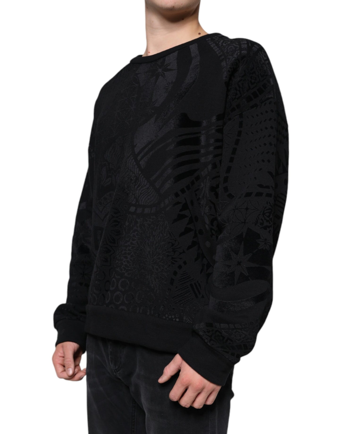 Dolce & Gabbana – Schwarzer Sweatshirtpullover mit Rundhalsausschnitt und Print