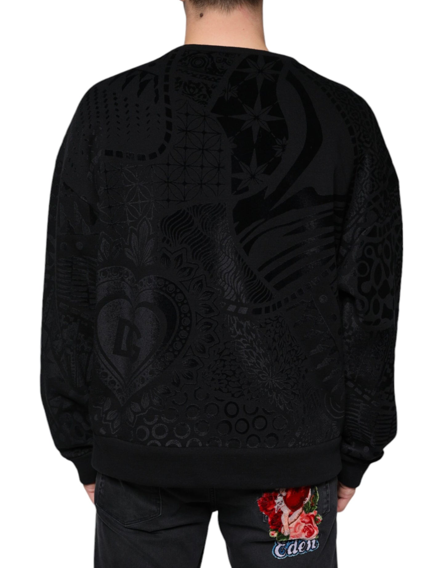 Dolce & Gabbana – Schwarzer Sweatshirtpullover mit Rundhalsausschnitt und Print