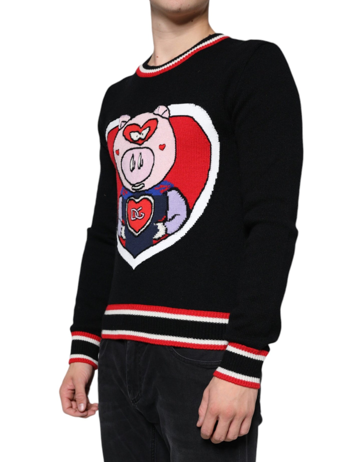 Dolce & Gabbana – Pullover „Pig of the Year“ aus schwarzem Kaschmir