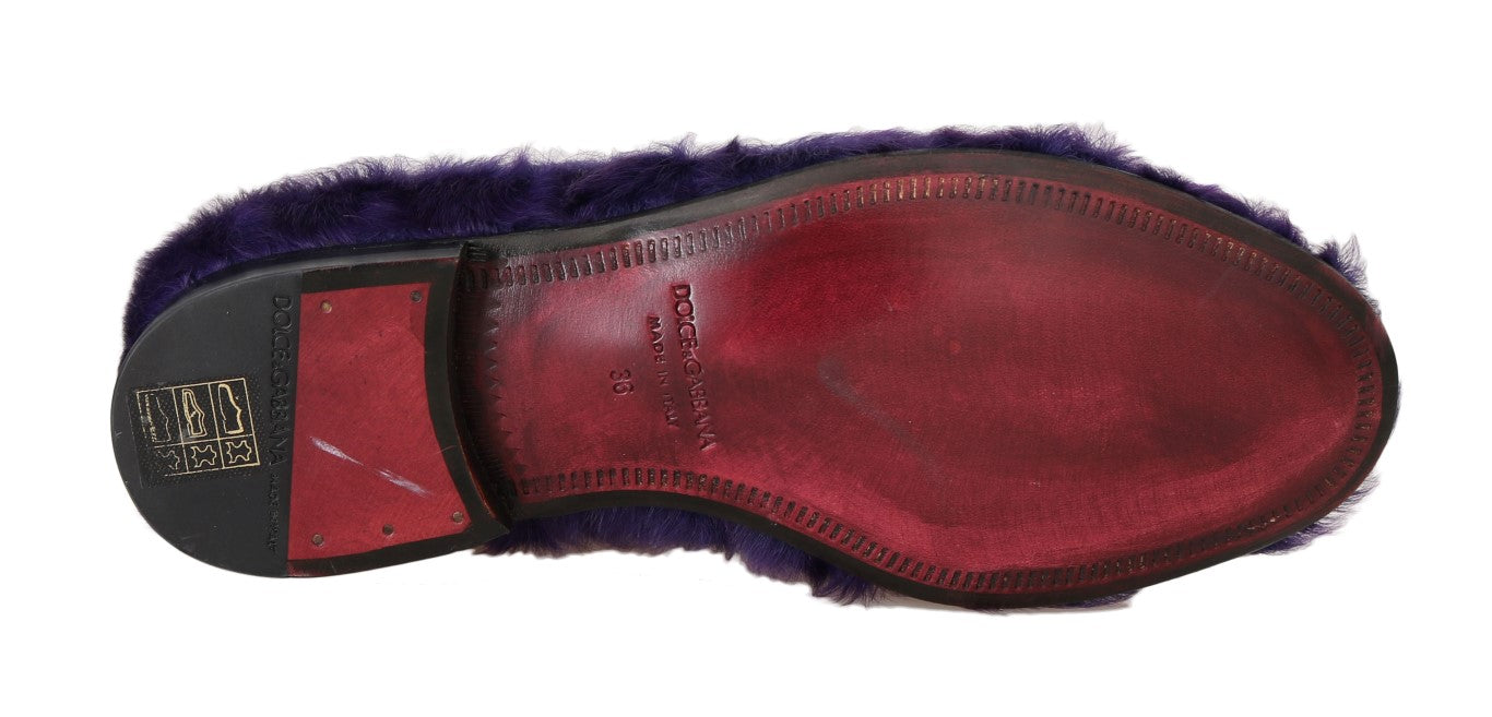 Dolce & Gabbana Lilafarbene Loafer aus Schafspelz