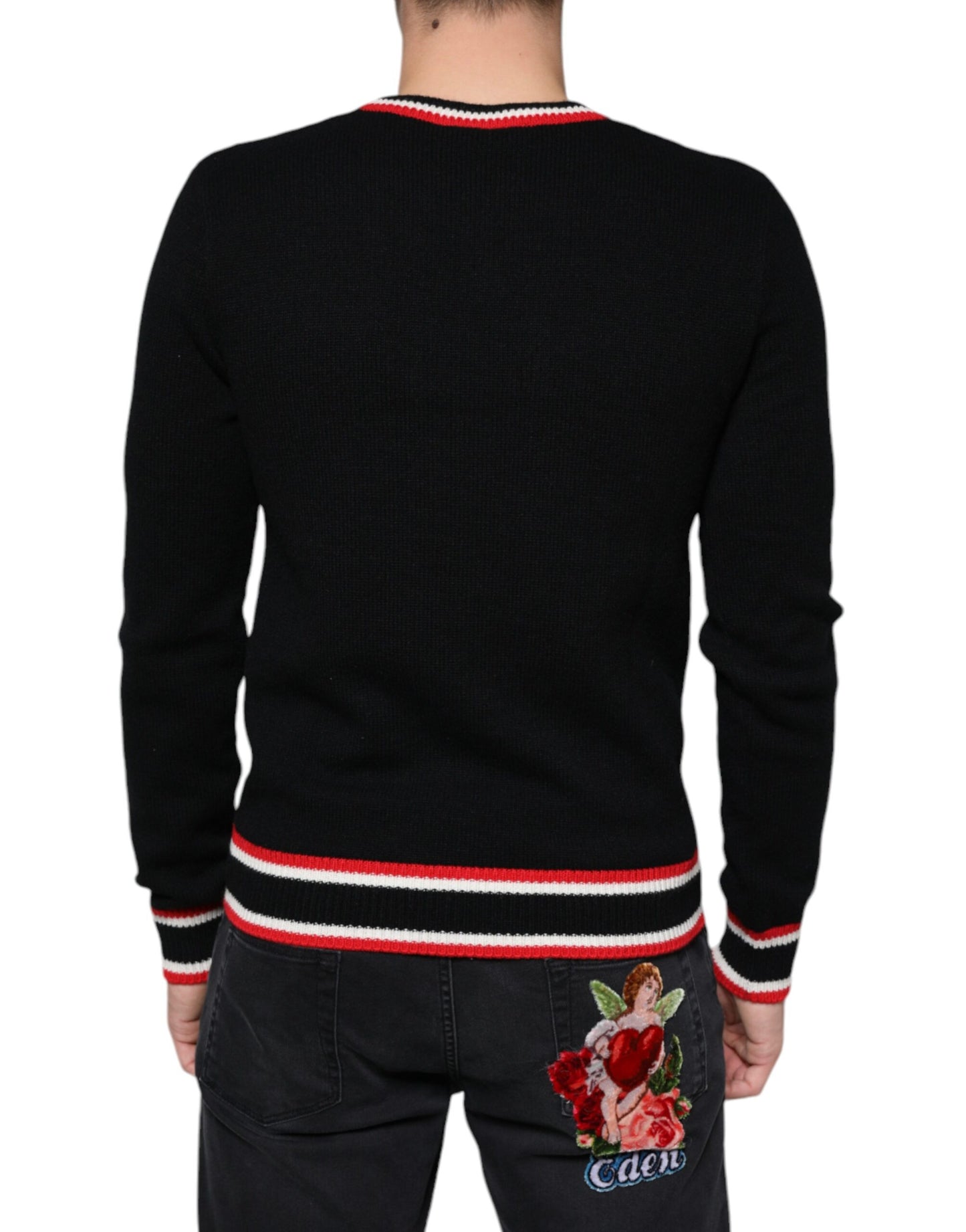 Dolce & Gabbana – Pullover „Pig of the Year“ aus schwarzem Kaschmir