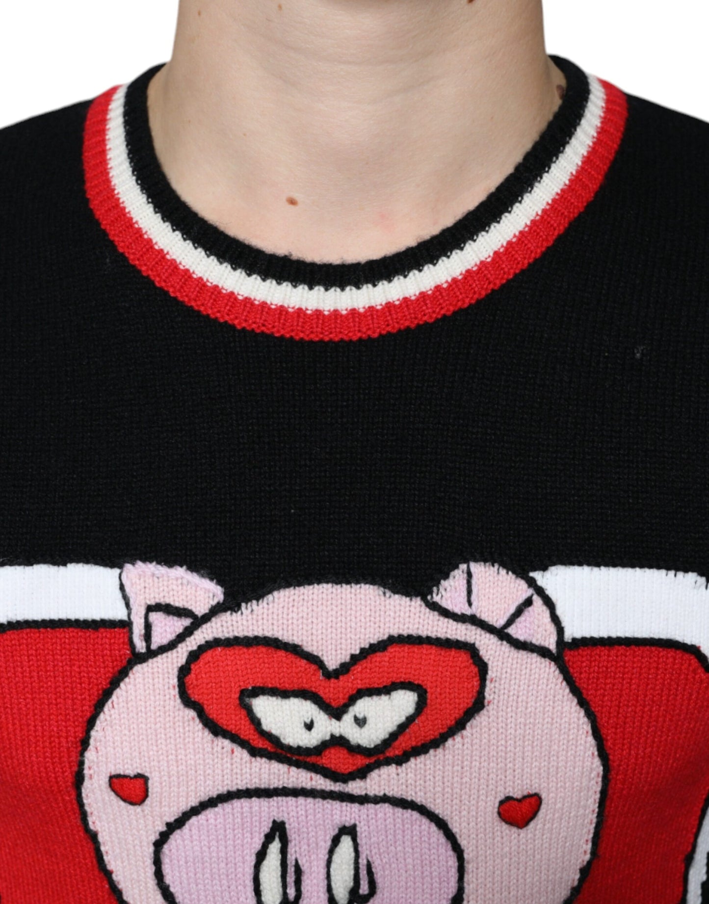 Dolce & Gabbana – Pullover „Pig of the Year“ aus schwarzem Kaschmir