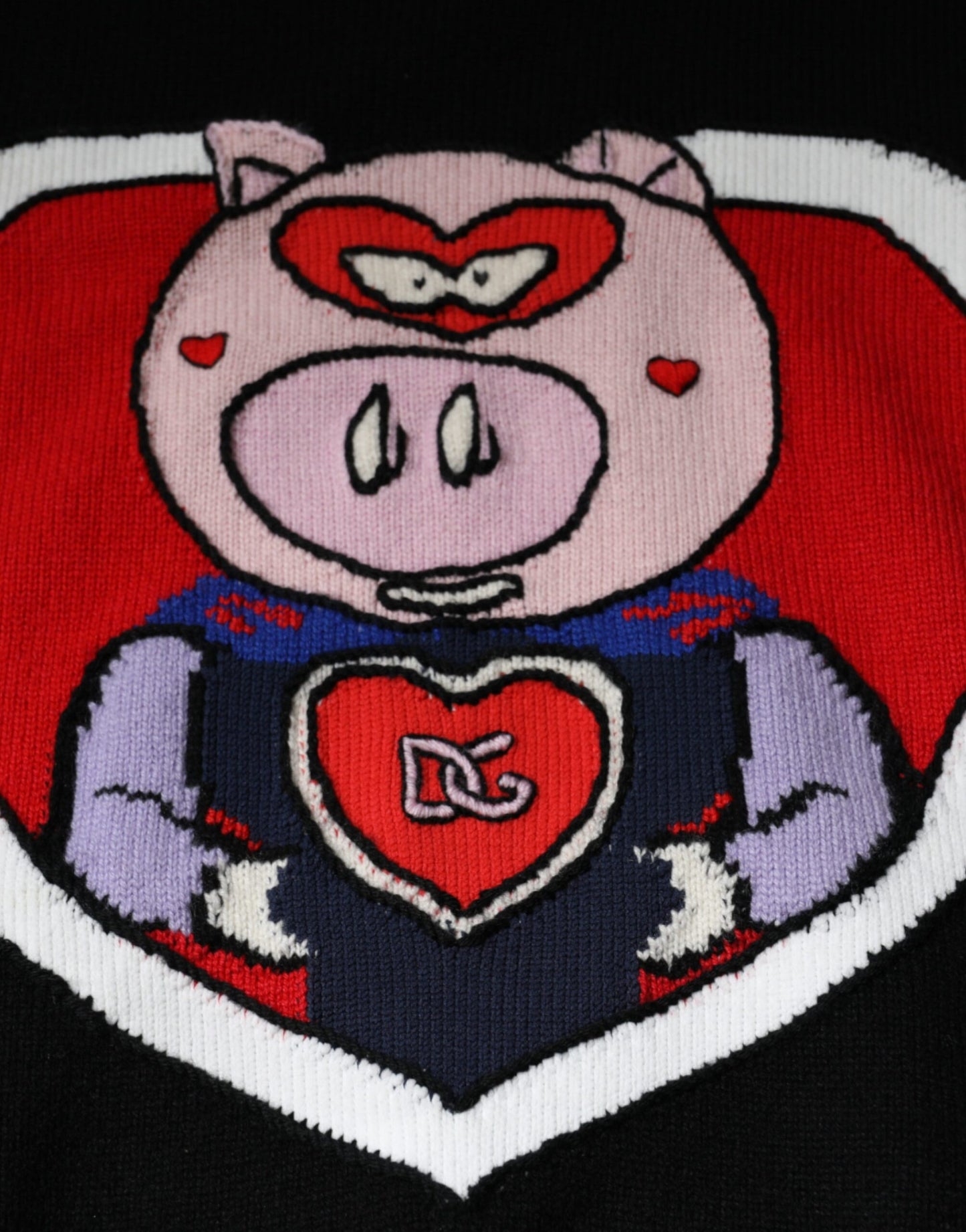 Dolce & Gabbana – Pullover „Pig of the Year“ aus schwarzem Kaschmir