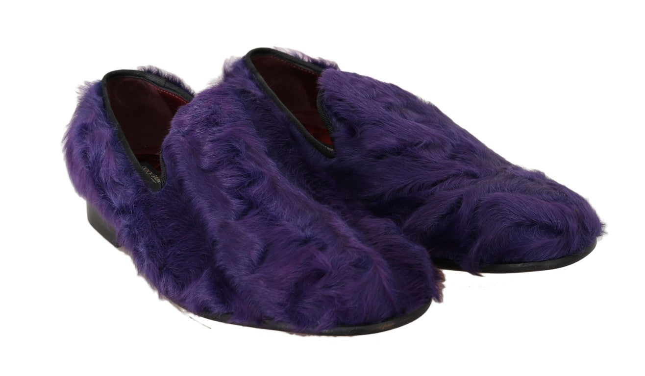 Dolce & Gabbana Lilafarbene Loafer aus Schafspelz