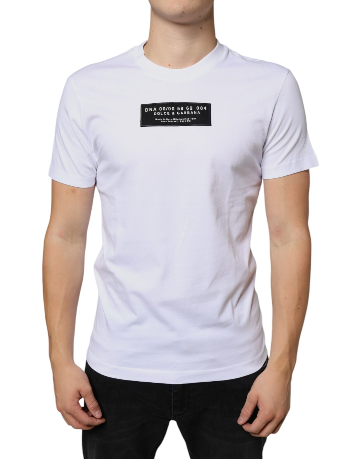 Dolce & Gabbana – Lässiges T-Shirt aus weißer Baumwolle mit DG-Applikation