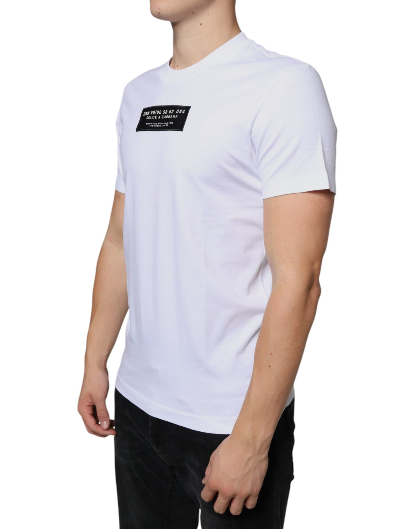 Dolce & Gabbana – Lässiges T-Shirt aus weißer Baumwolle mit DG-Applikation