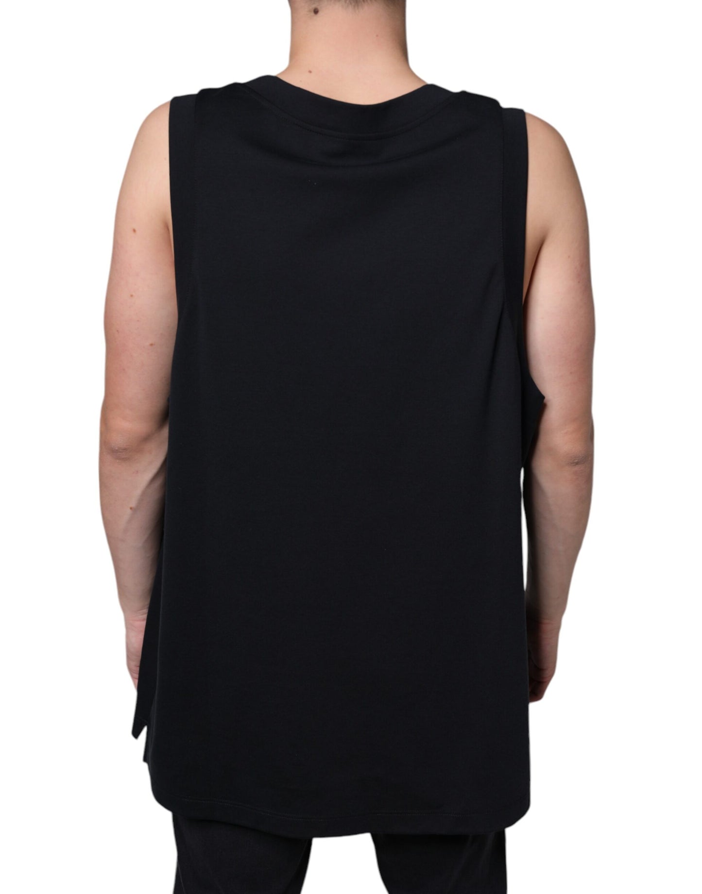Dolce & Gabbana Schwarzes ärmelloses T-Shirt „Born To Be Free“ aus Baumwolle