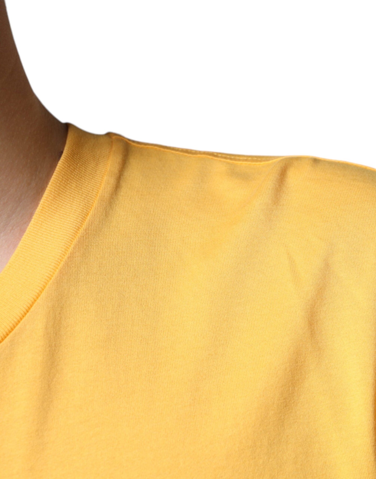 Dolce & Gabbana Gelbes T-Shirt mit Rundhalsausschnitt aus Baumwolle mit Blumenmuster „Secret Graden“