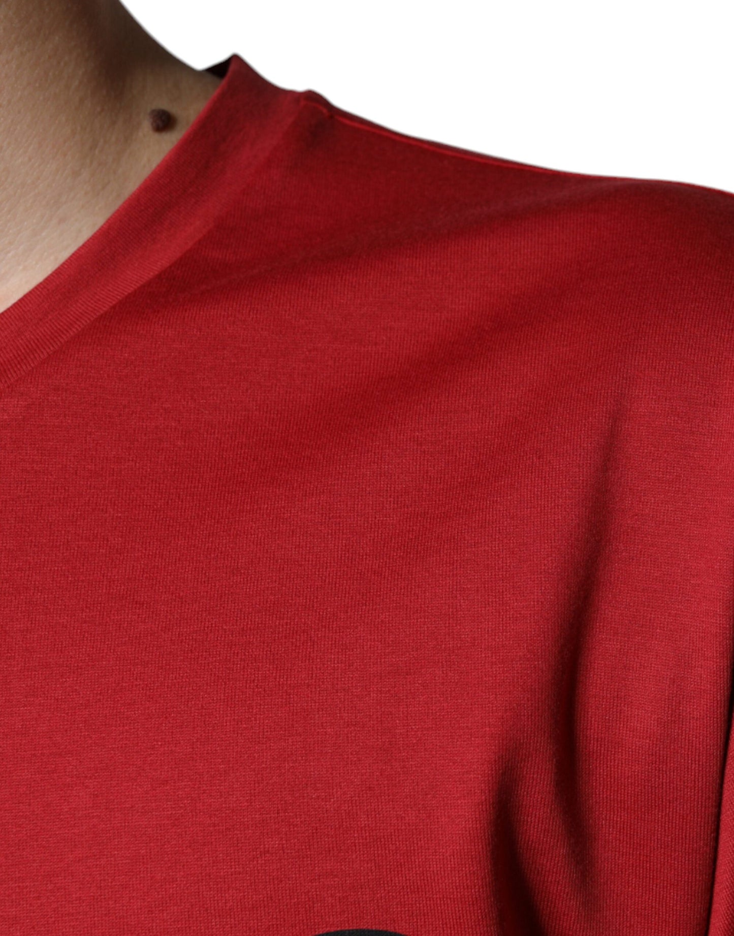 Dolce & Gabbana – Rotes Baumwoll-T-Shirt mit Rundhalsausschnitt und DG-Logo-Print