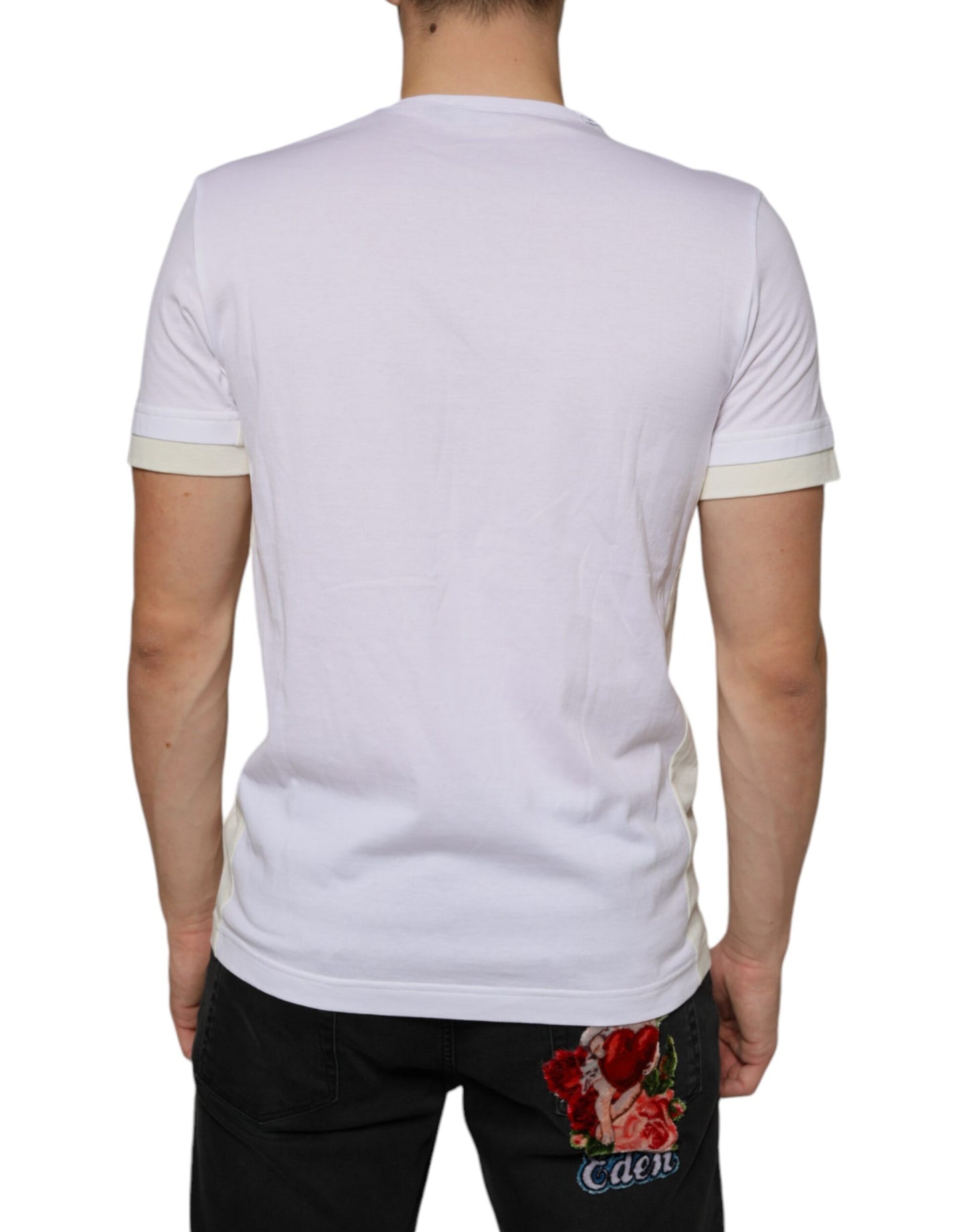 Dolce & Gabbana – Weißes T-Shirt mit kurzen Ärmeln aus Baumwolle mit Tasche