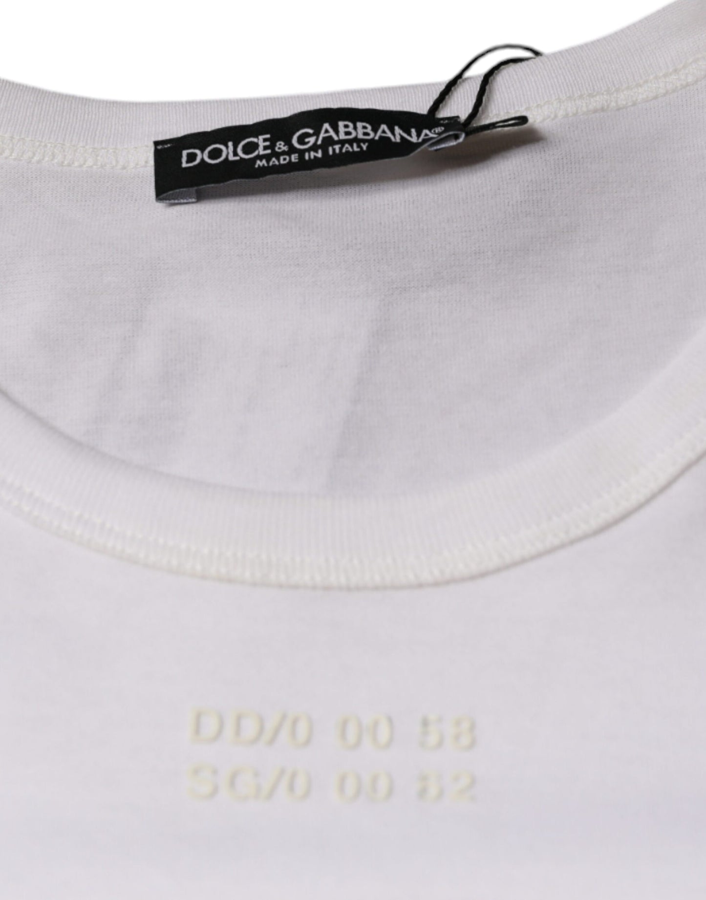Dolce & Gabbana – Weißes T-Shirt mit kurzen Ärmeln aus Baumwolle mit Tasche