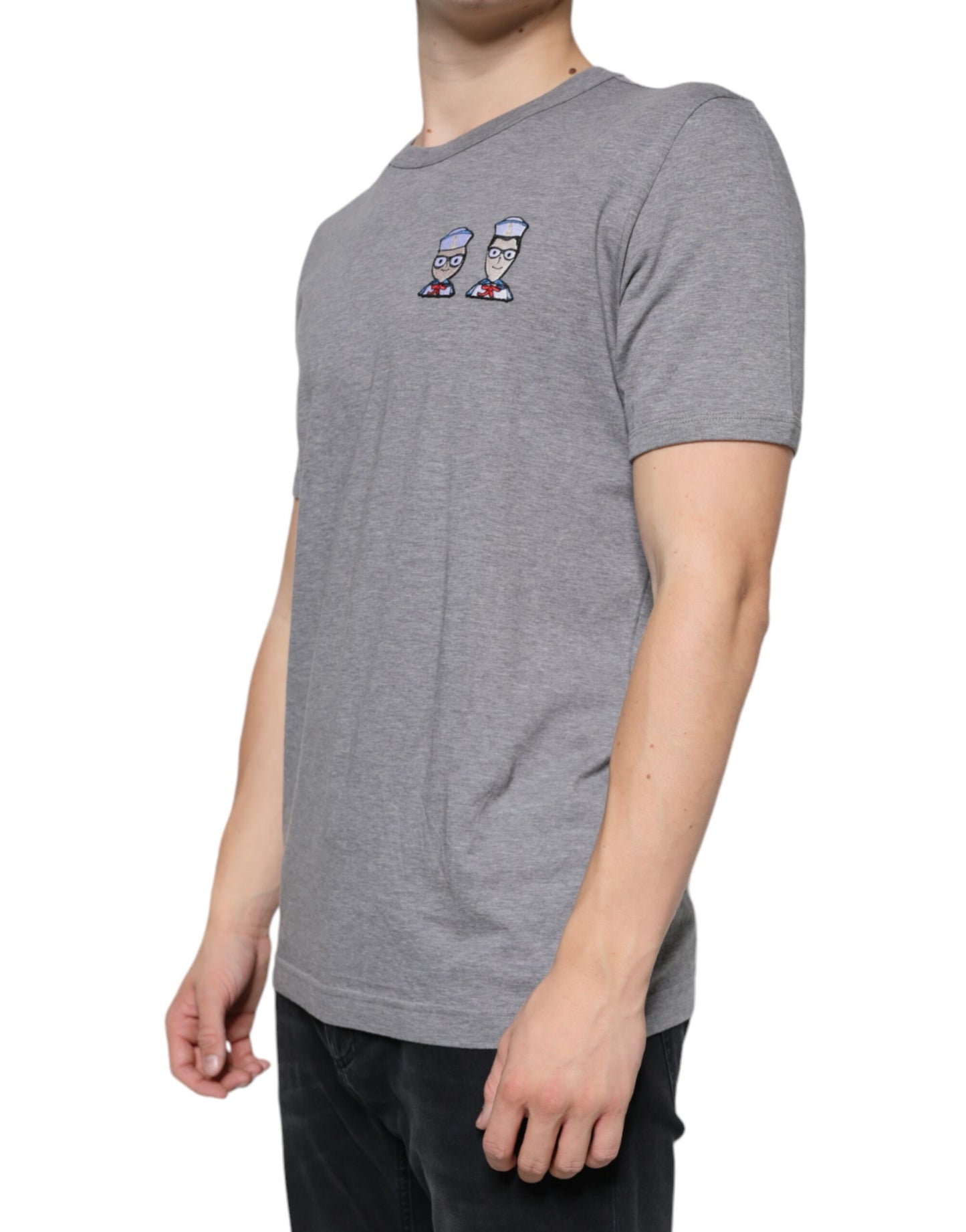 Dolce & Gabbana – Graues Baumwoll-T-Shirt #DGFamily mit kurzen Ärmeln