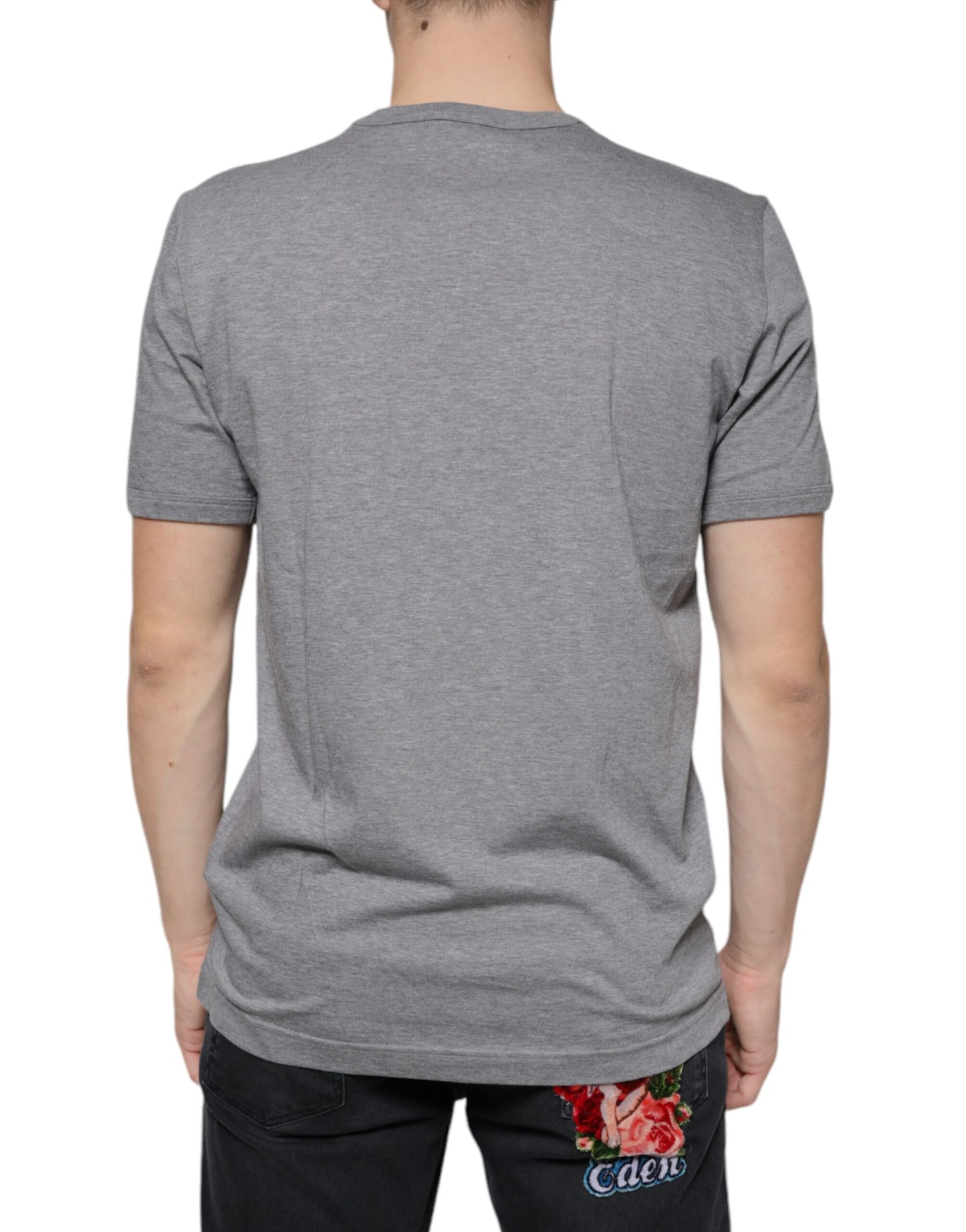 Dolce & Gabbana – Graues Baumwoll-T-Shirt #DGFamily mit kurzen Ärmeln