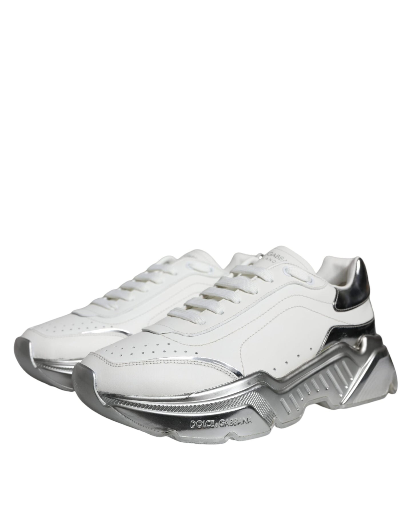 Dolce & Gabbana Weiß Silber Daymaster Low Top Sneakers Schuhe