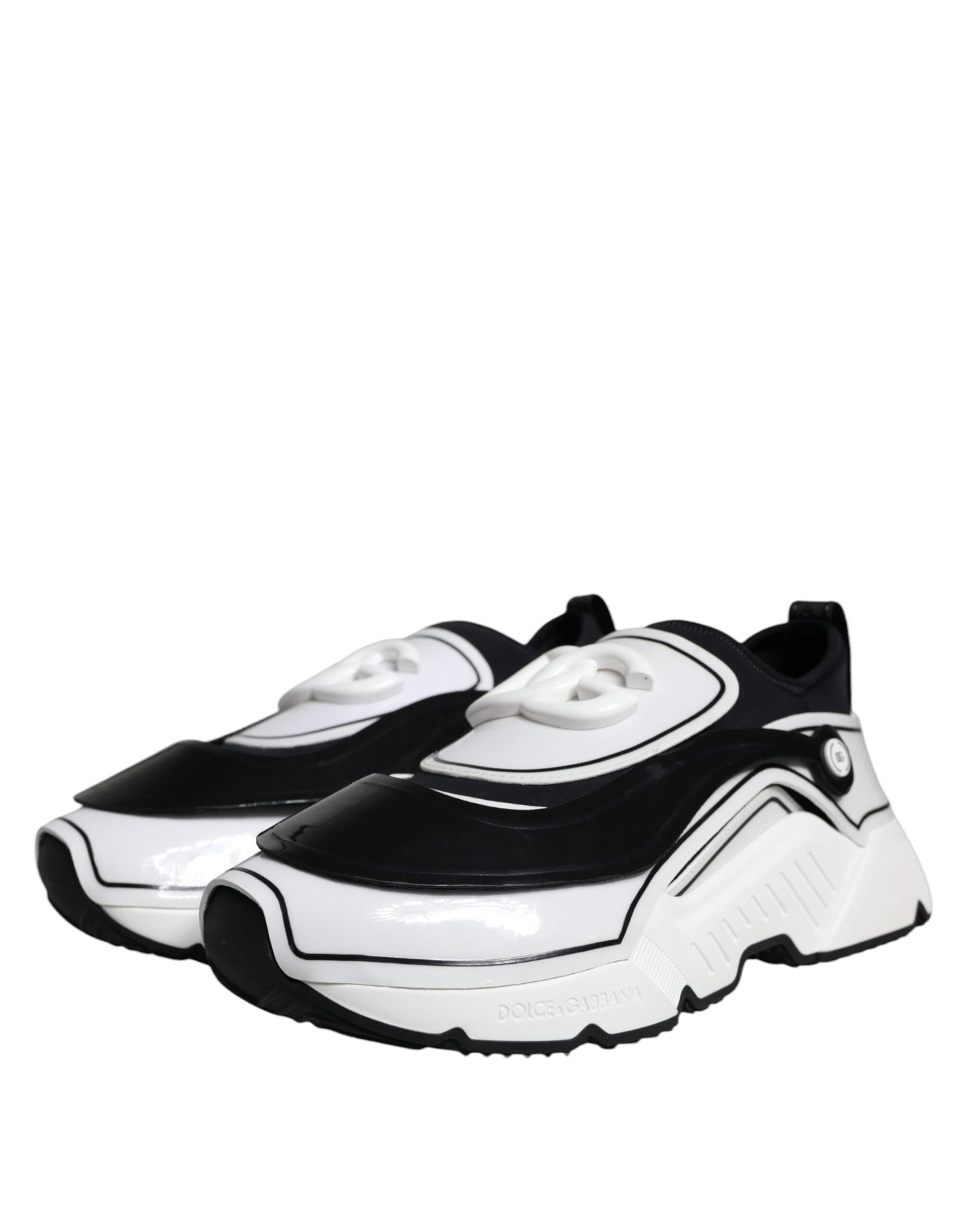 Dolce & Gabbana – Daymaster – Sneaker mit Logo-Plakette in Weiß und Schwarz
