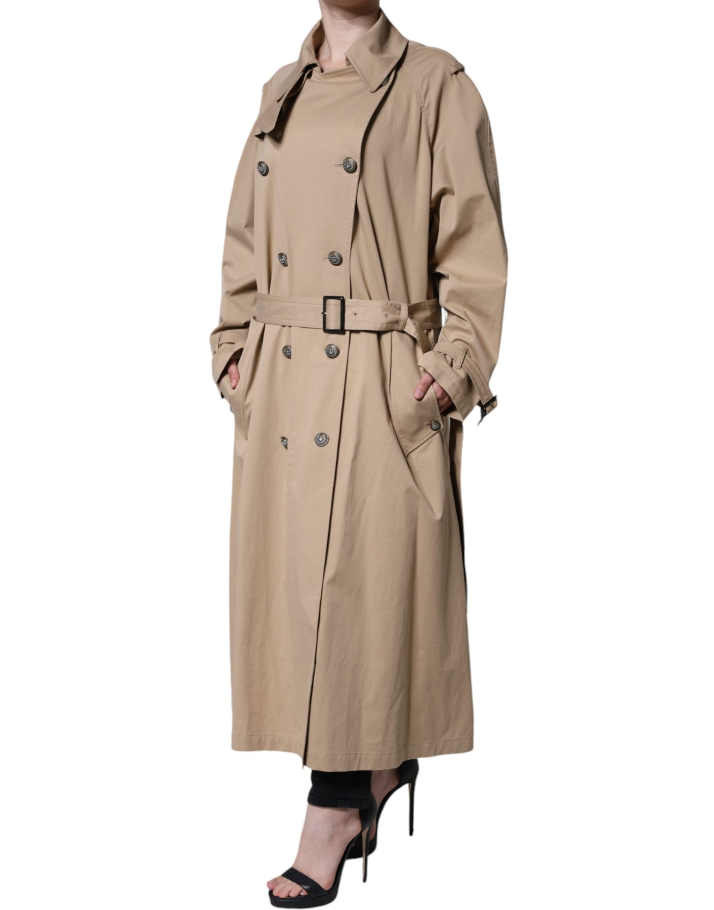 Dolce & Gabbana – Zweireihige Trenchcoat-Jacke in Khaki