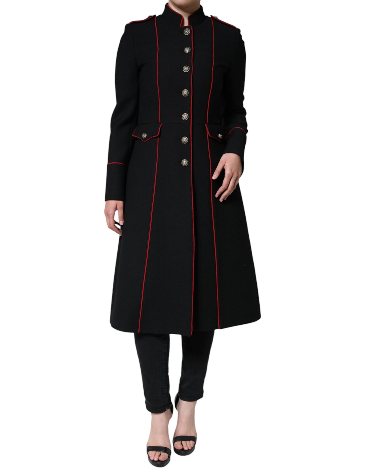 Dolce & Gabbana – Schwarze, einreihige Trenchcoat-Jacke