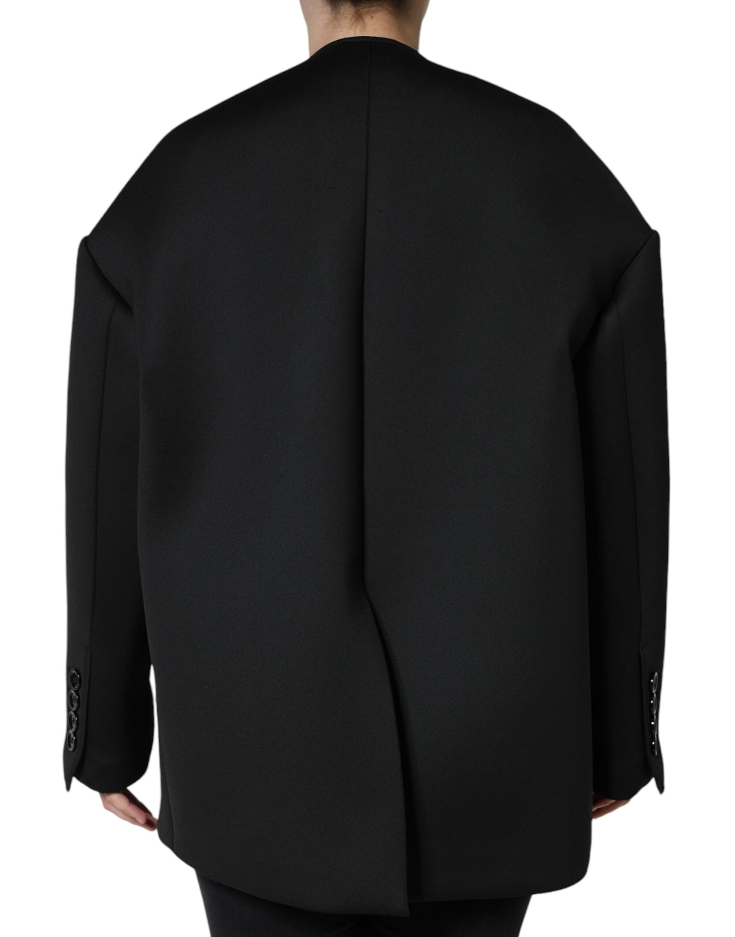 Dolce & Gabbana – Zweireihige Manteljacke aus schwarzem Polyester