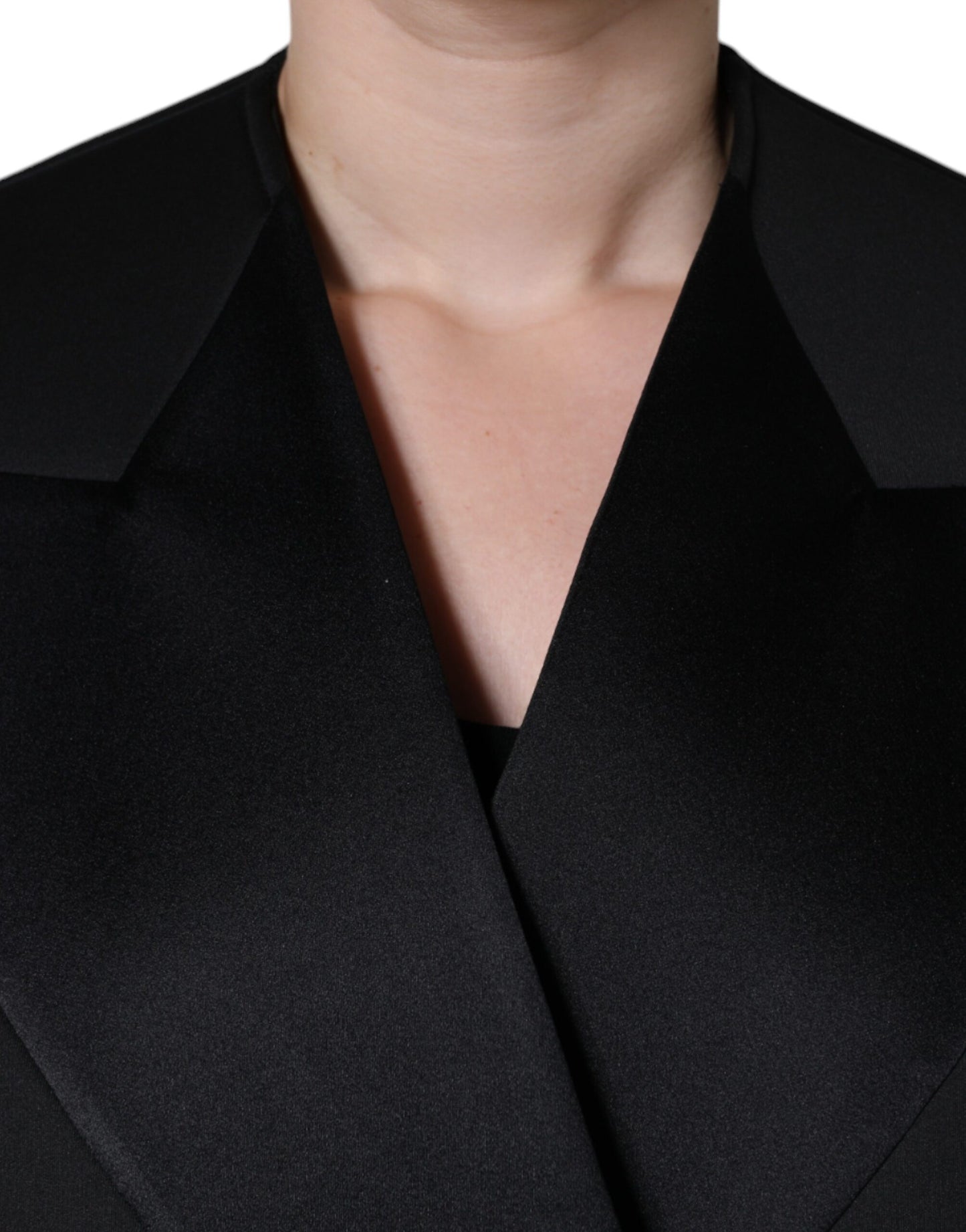 Dolce & Gabbana – Zweireihige Manteljacke aus schwarzem Polyester