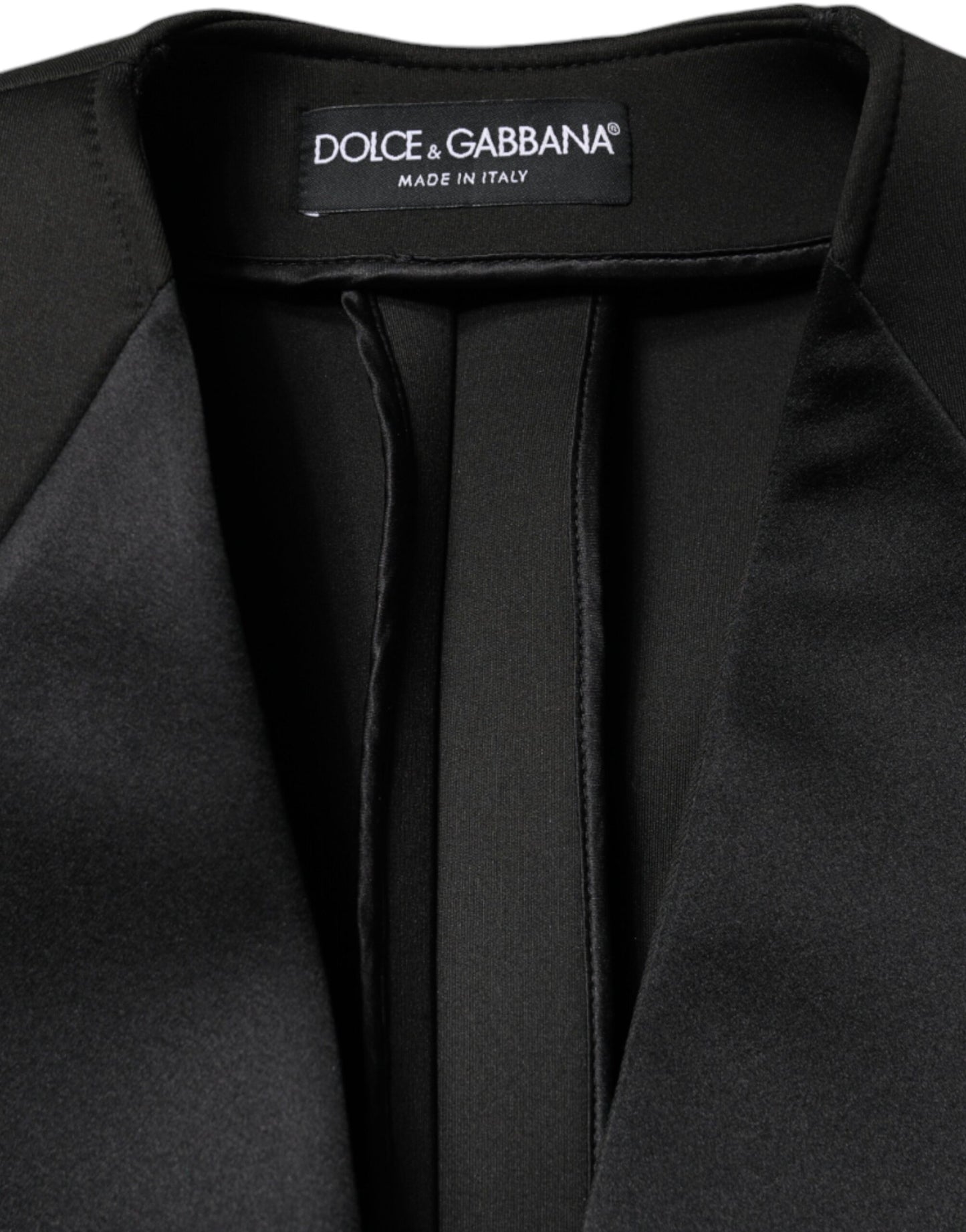 Dolce & Gabbana – Zweireihige Manteljacke aus schwarzem Polyester