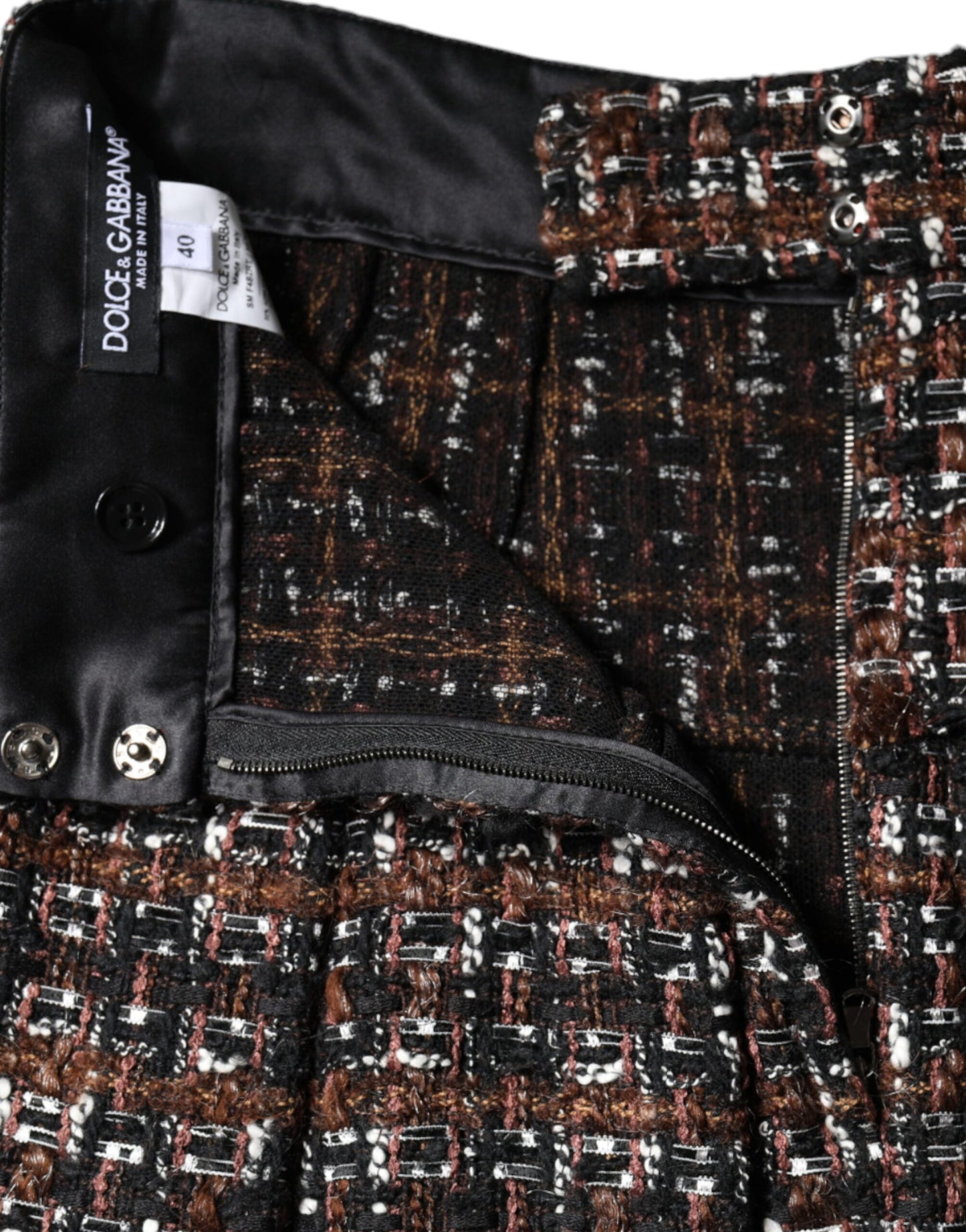 Dolce & Gabbana – Mehrfarbiger A-Linien-Minirock aus Tartan-Tweed mit hoher Taille