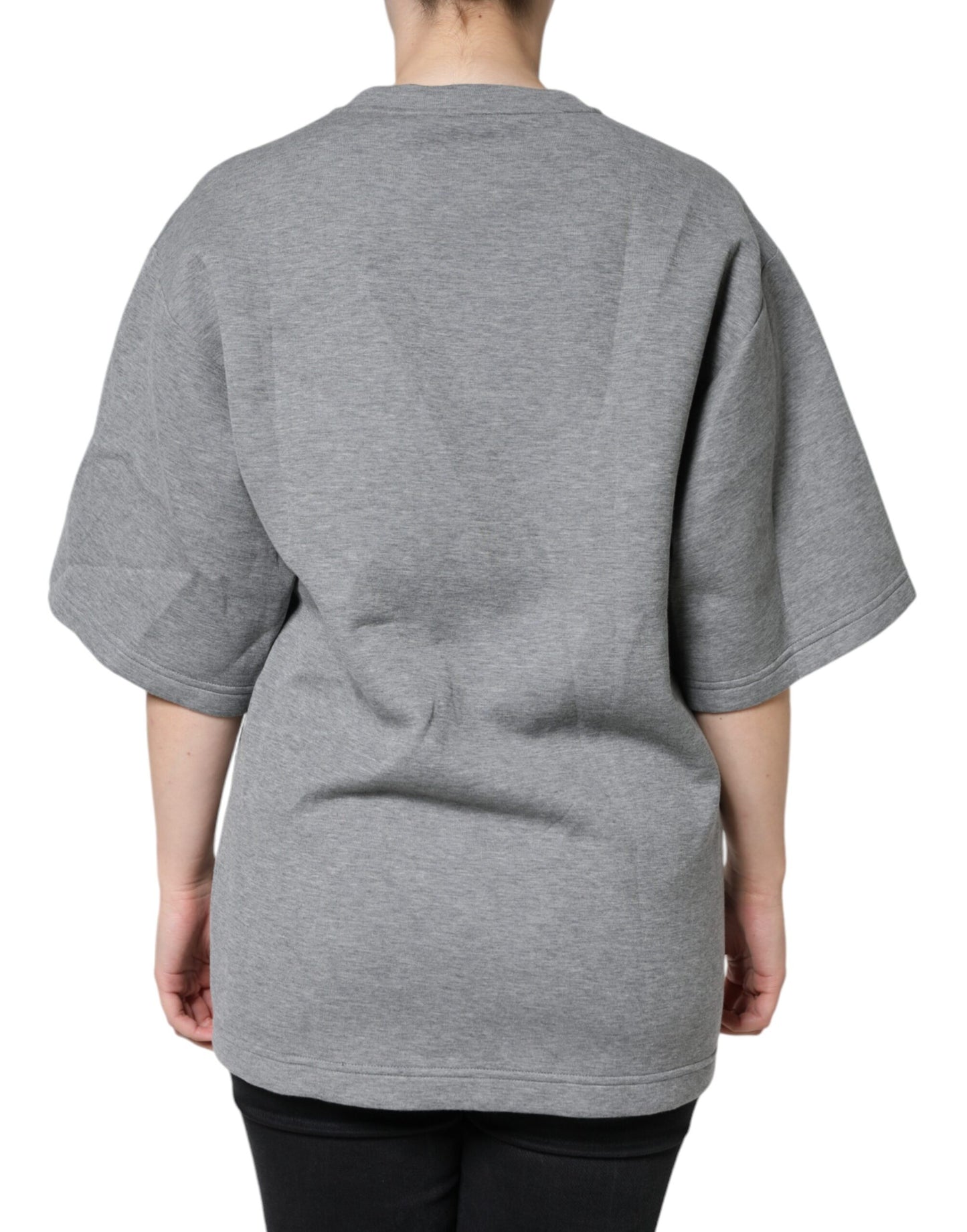 Dolce & Gabbana – T-Shirt aus grauer Baumwollmischung mit Verzierung
