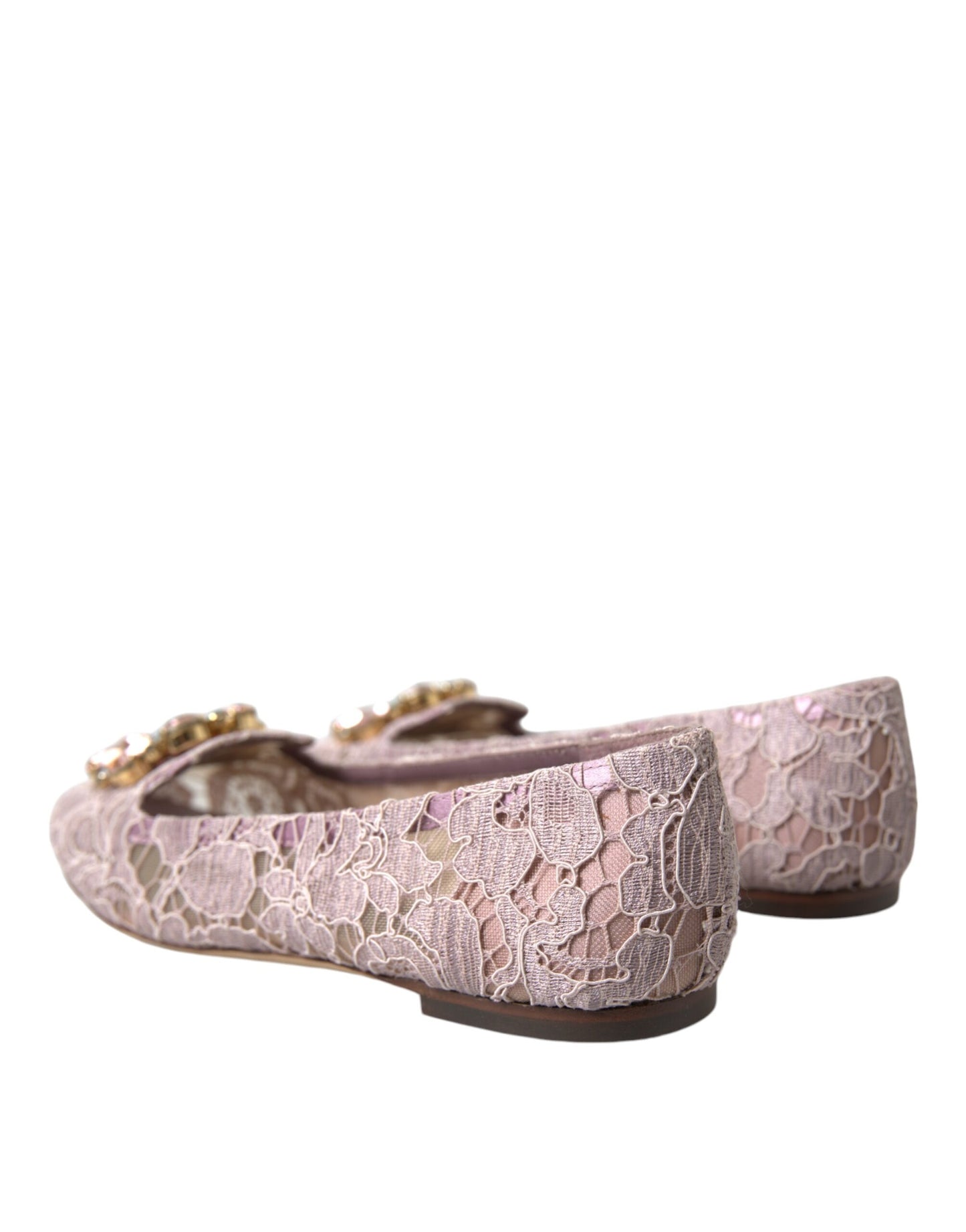 Dolce & Gabbana Rosa Spitze Kristall Ballerinas Loafer Schuhe
