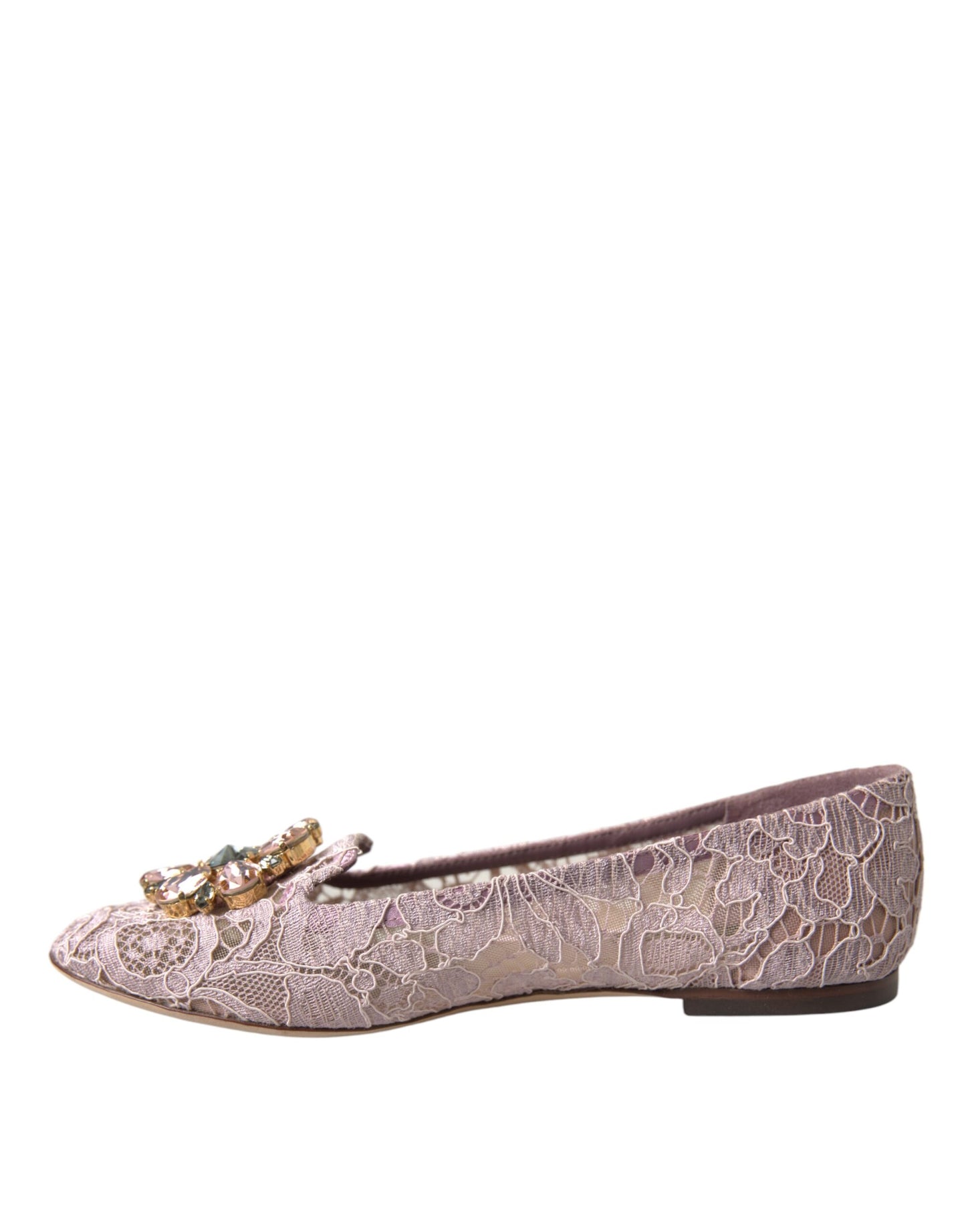 Dolce & Gabbana Rosa Spitze Kristall Ballerinas Loafer Schuhe