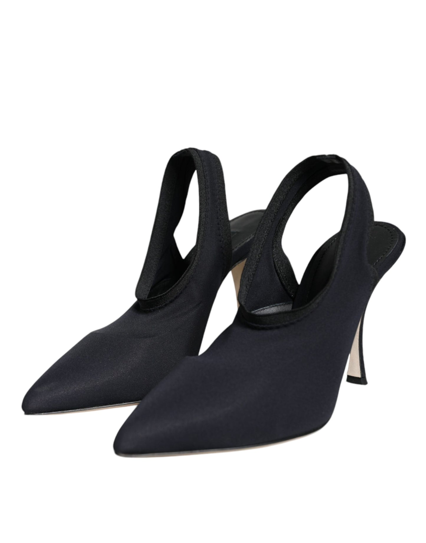 Dolce & Gabbana – Slingback-Schuhe aus Stretch-Jersey in Schwarz