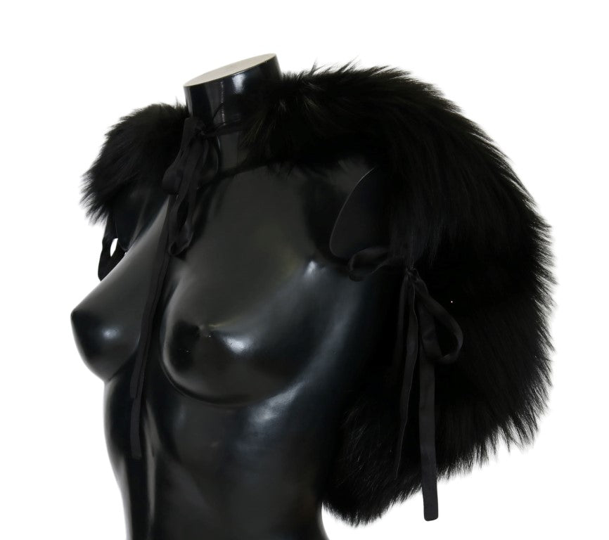 Dolce & Gabbana Schal aus schwarzem Silberfuchspelz