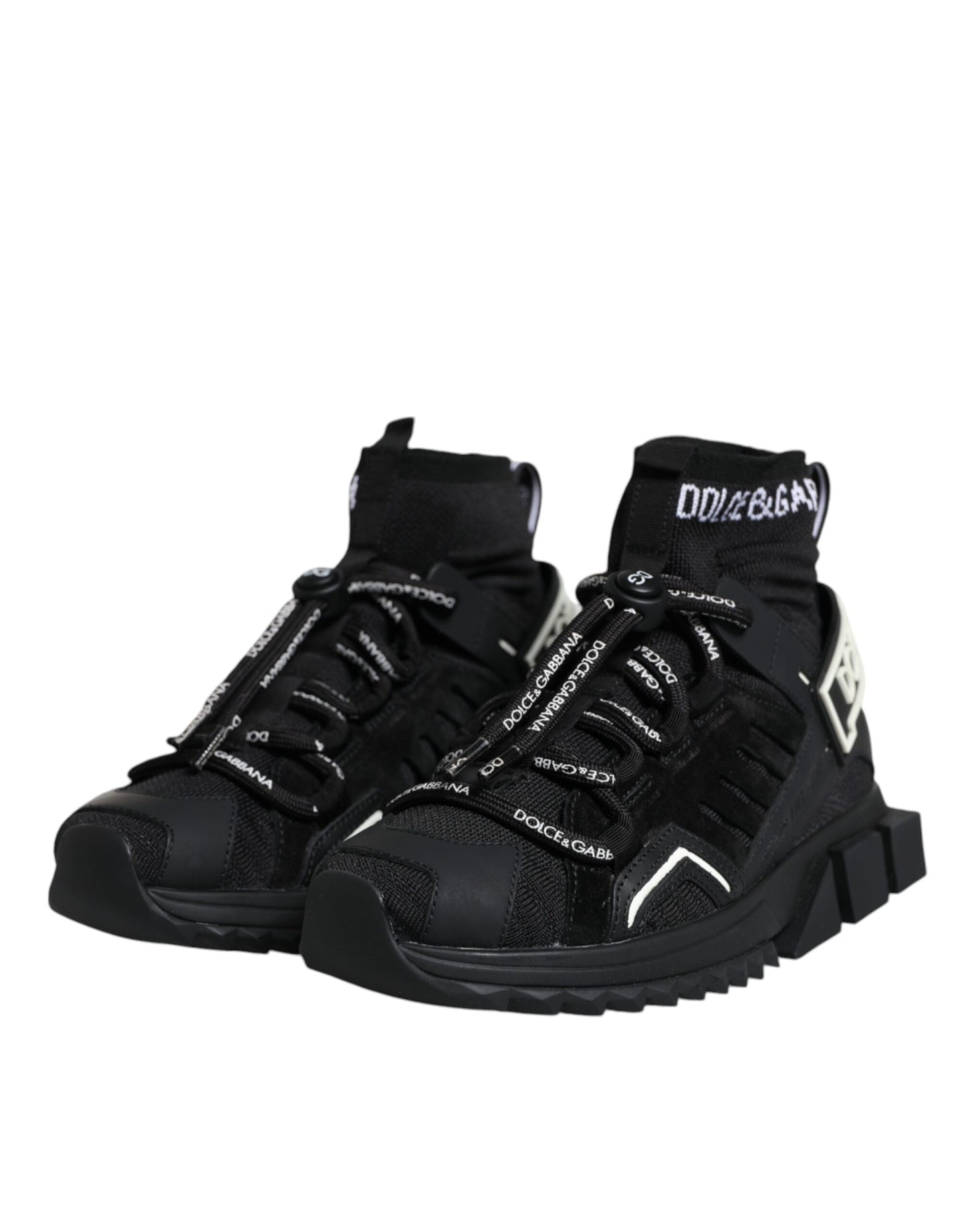 Dolce & Gabbana Schwarze Sorrento Socken Logo Sneakers Schuhe