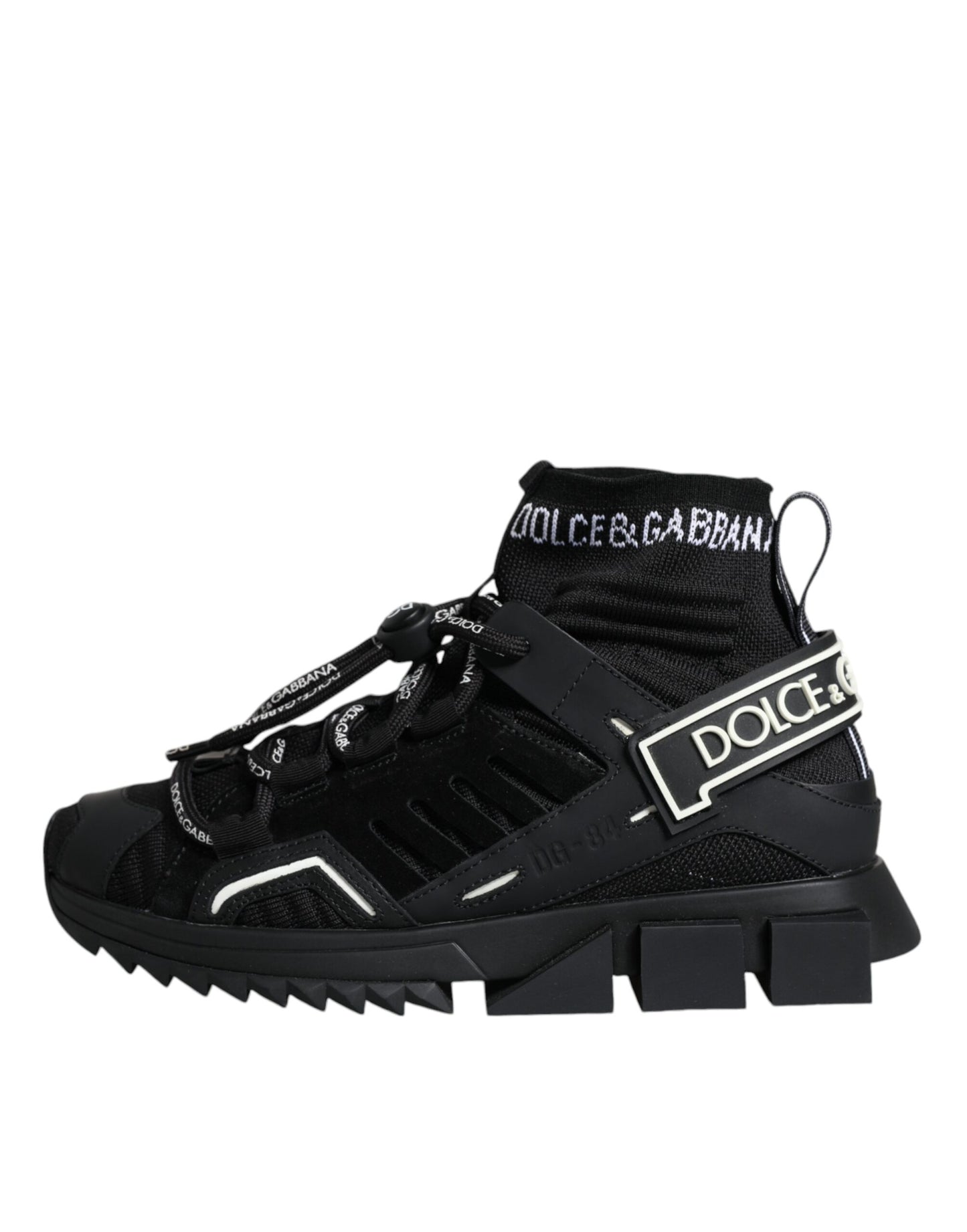 Dolce & Gabbana Schwarze Sorrento Socken Logo Sneakers Schuhe