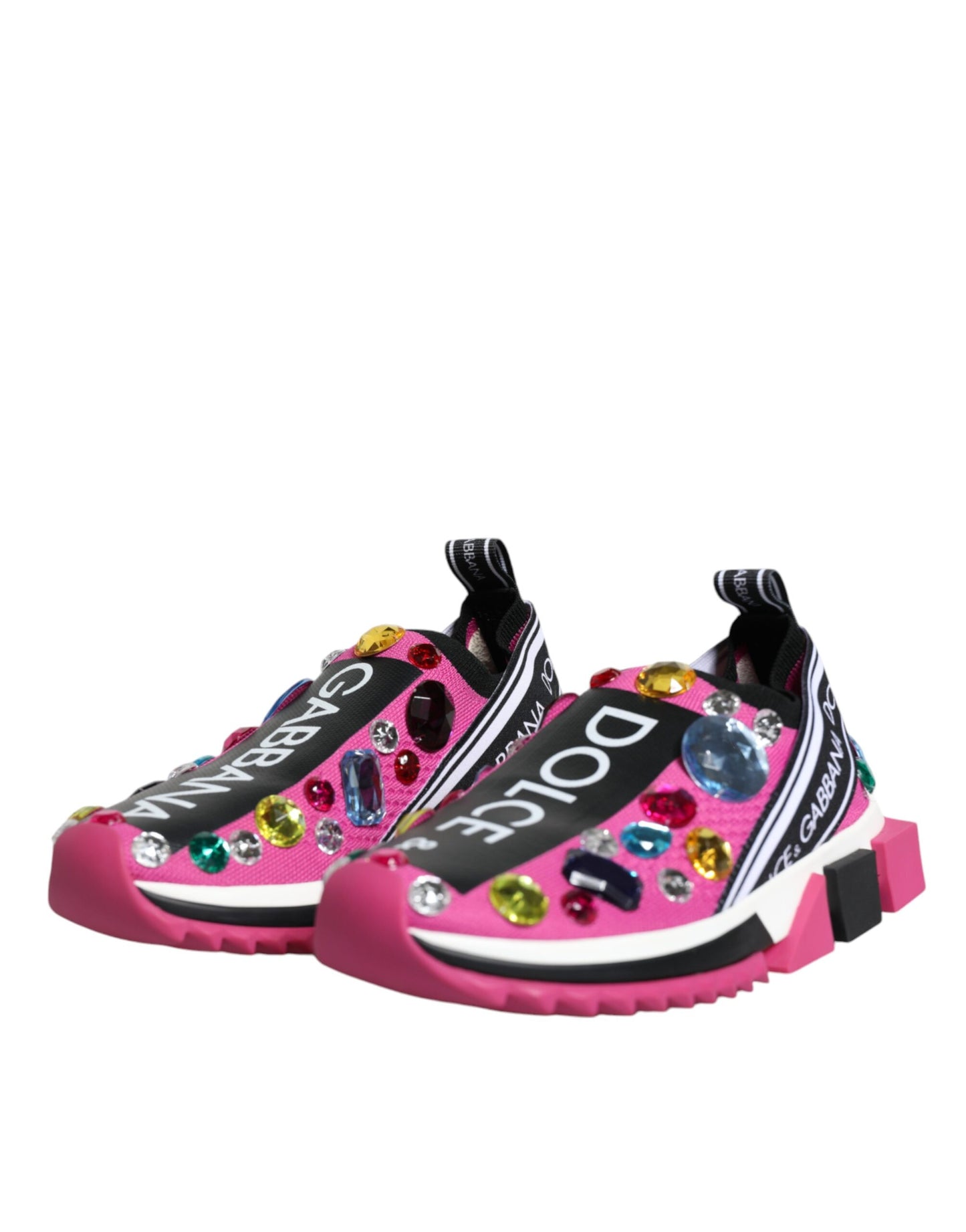 Dolce & Gabbana Pink Sorrento Kristalle Low Top Sneakers Schuhe