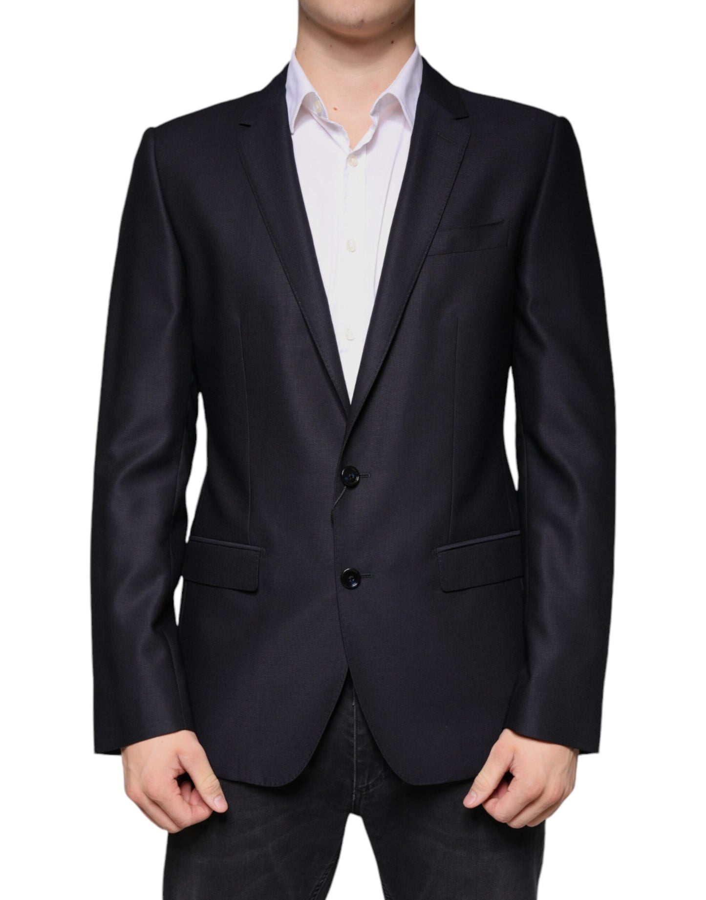 Dolce & Gabbana – Einreihiger Blazer aus dunkelblauer Wolle