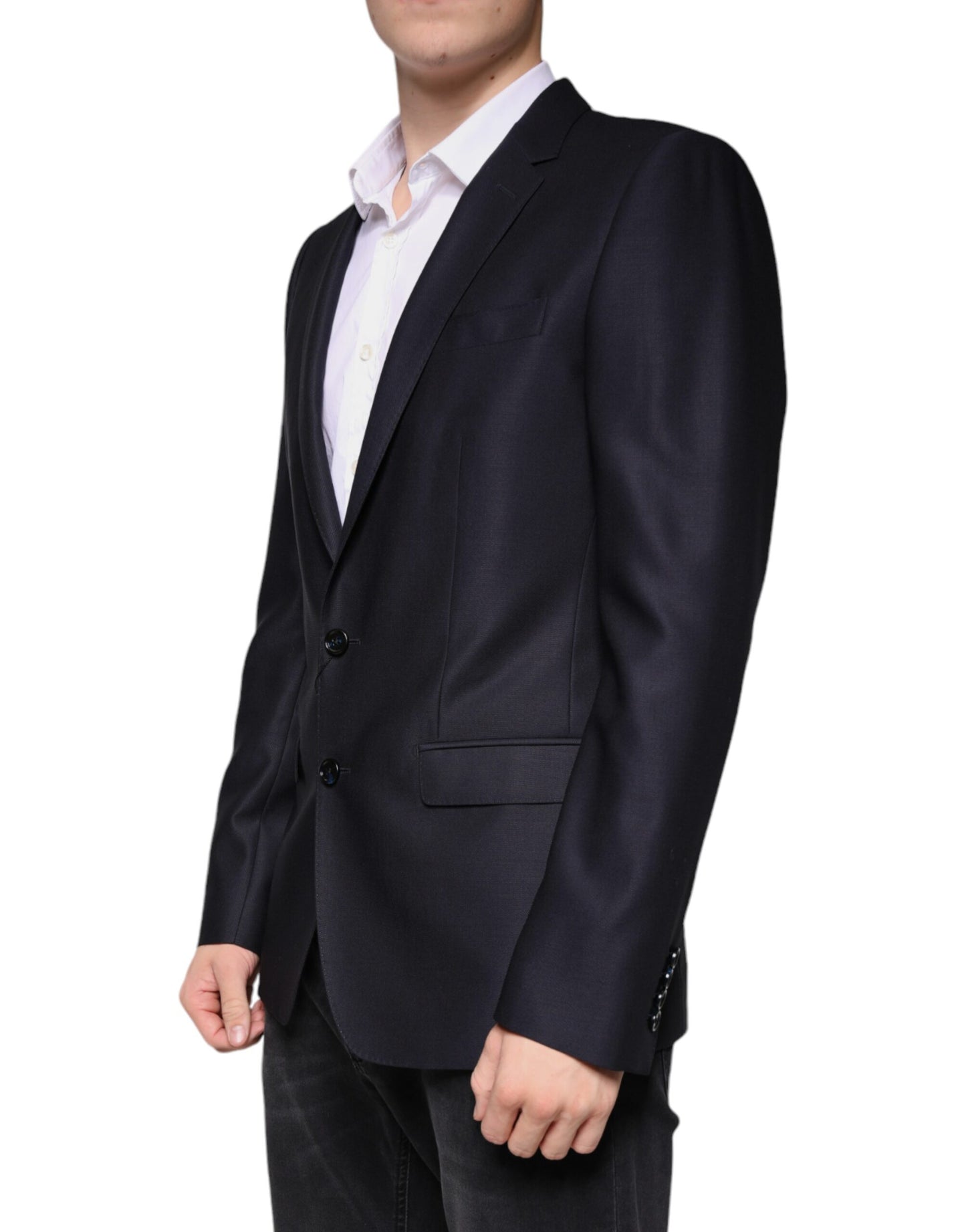 Dolce & Gabbana – Einreihiger Blazer aus dunkelblauer Wolle