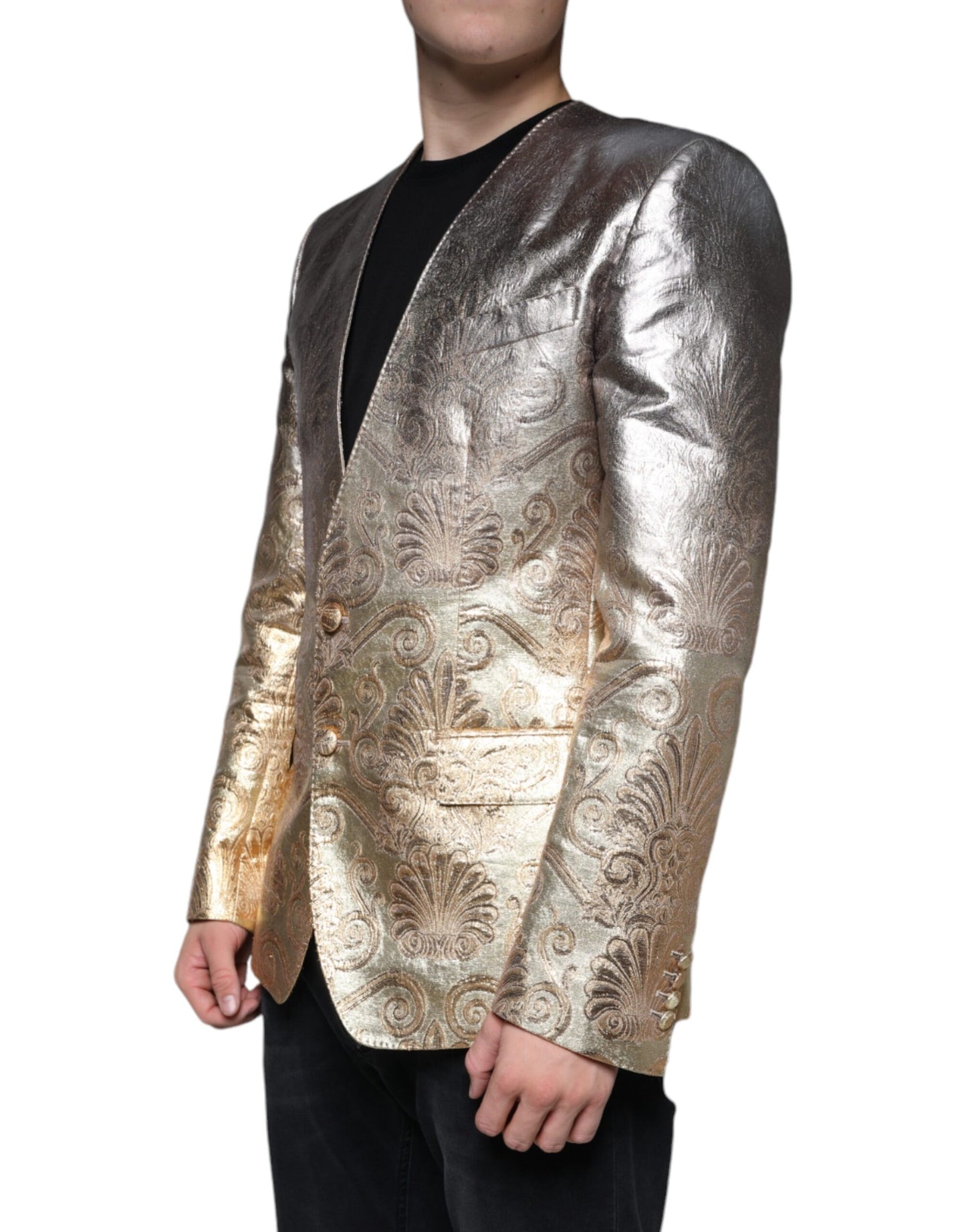 Dolce & Gabbana – Einreihiger Blazer aus goldenem Jacquard