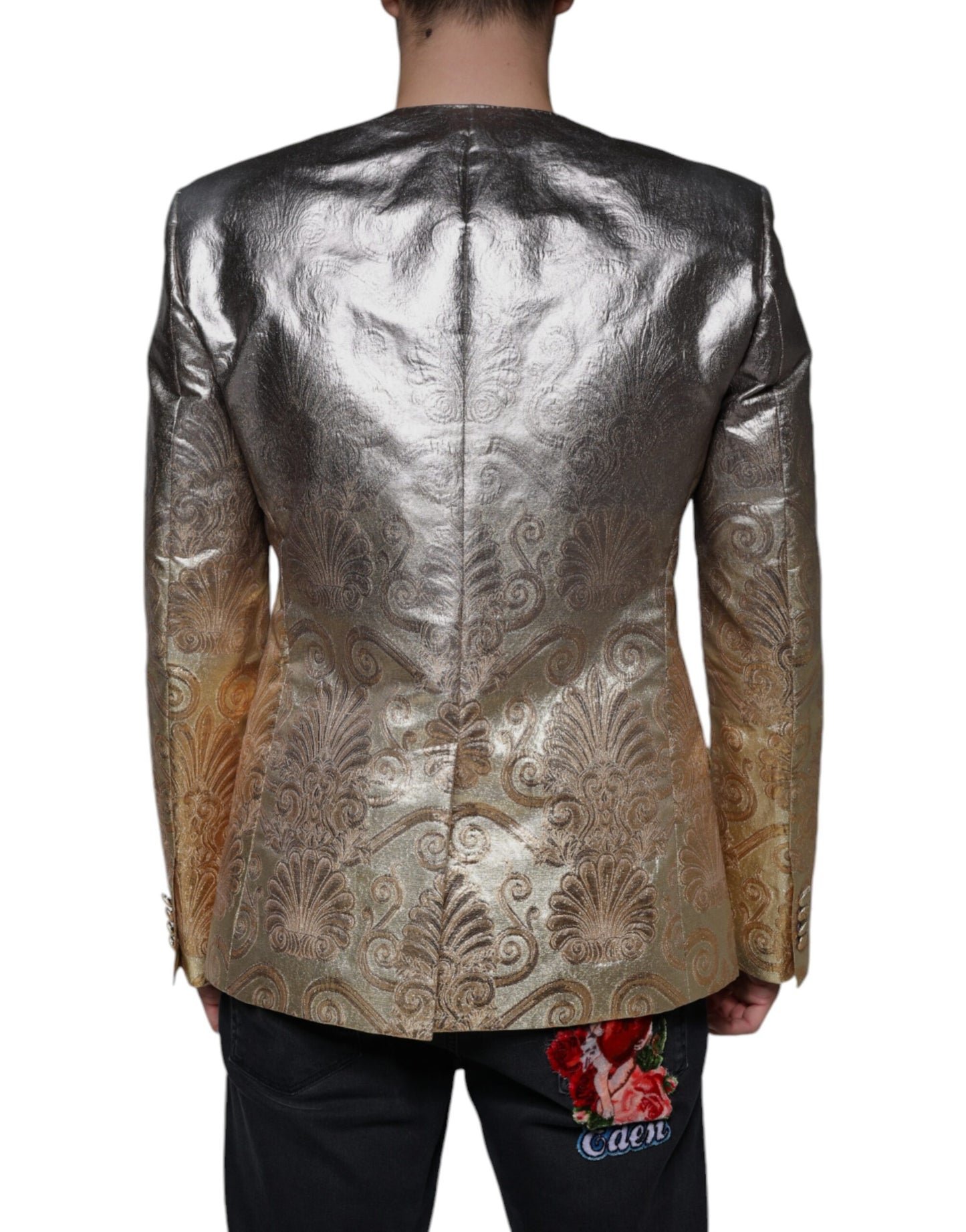 Dolce & Gabbana – Einreihiger Blazer aus goldenem Jacquard