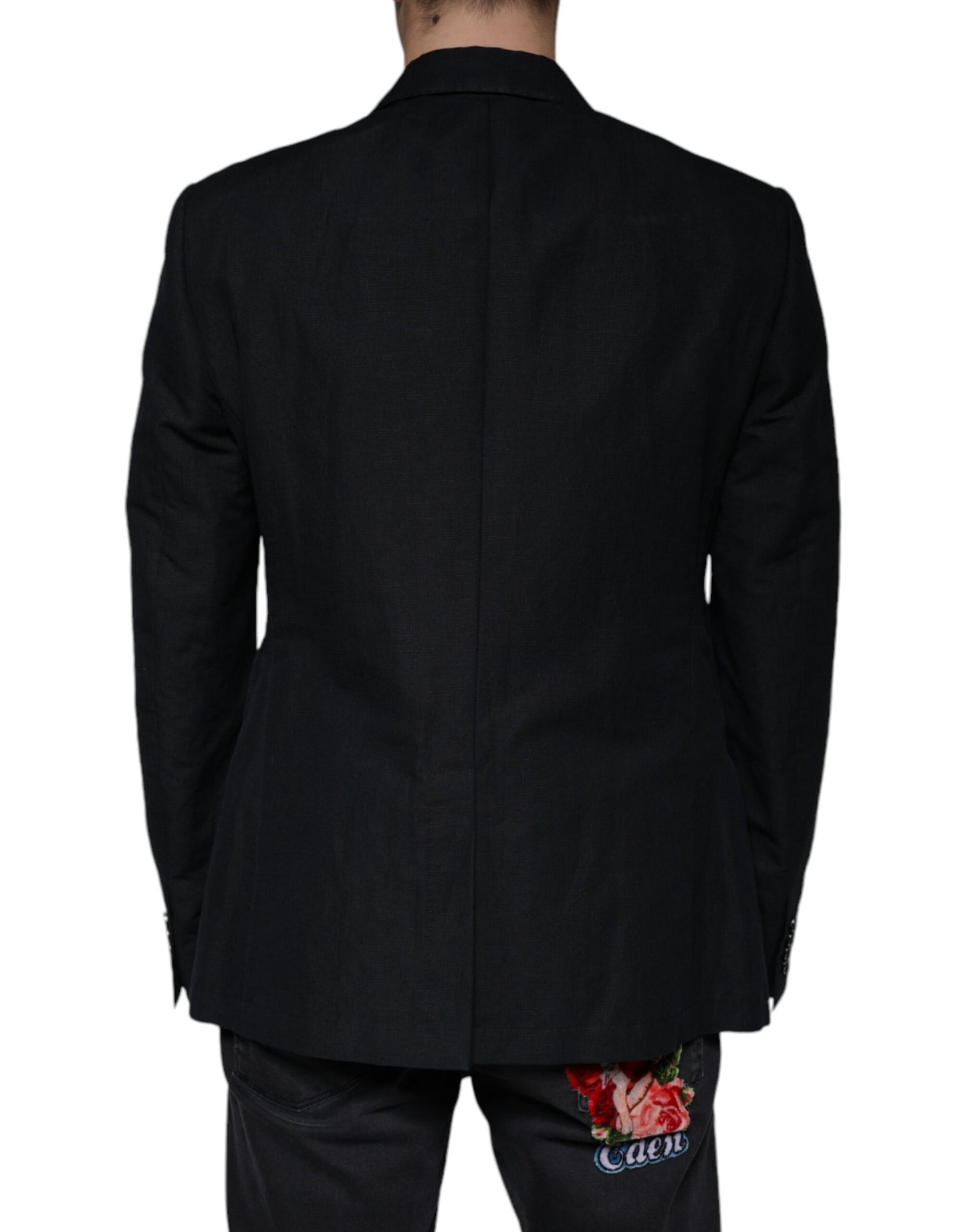 Dolce & Gabbana – Zweireihiger Blazer aus schwarzem Leinen
