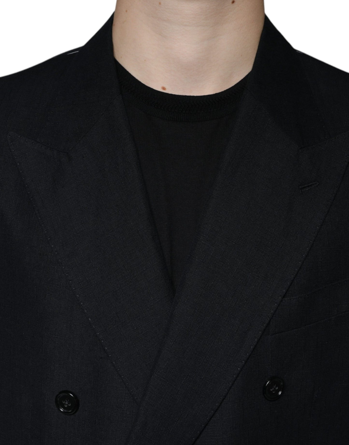 Dolce & Gabbana – Zweireihiger Blazer aus schwarzem Leinen
