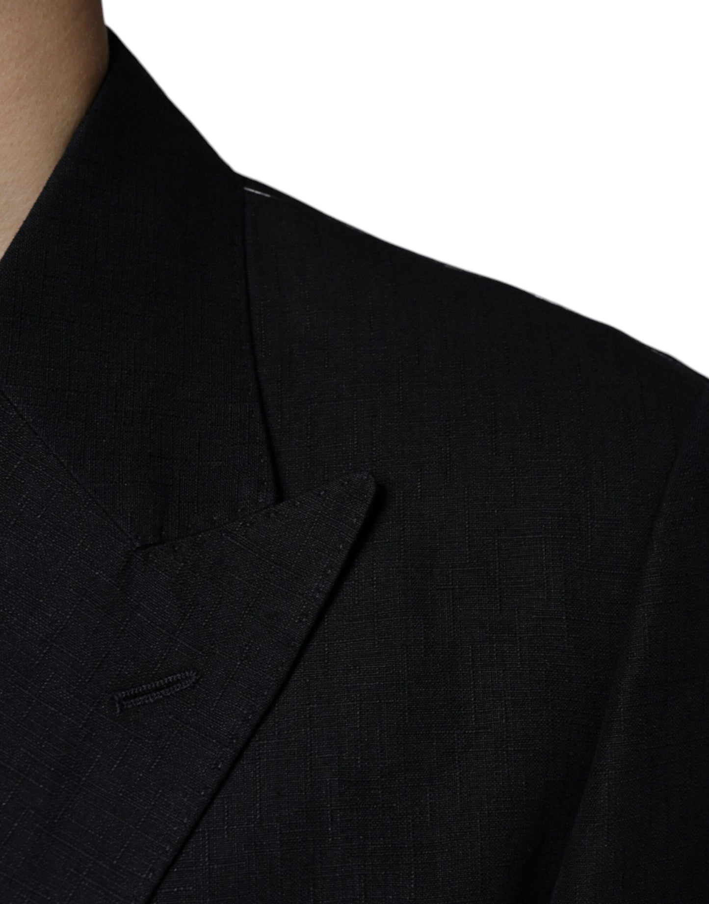 Dolce & Gabbana – Zweireihiger Blazer aus schwarzem Leinen
